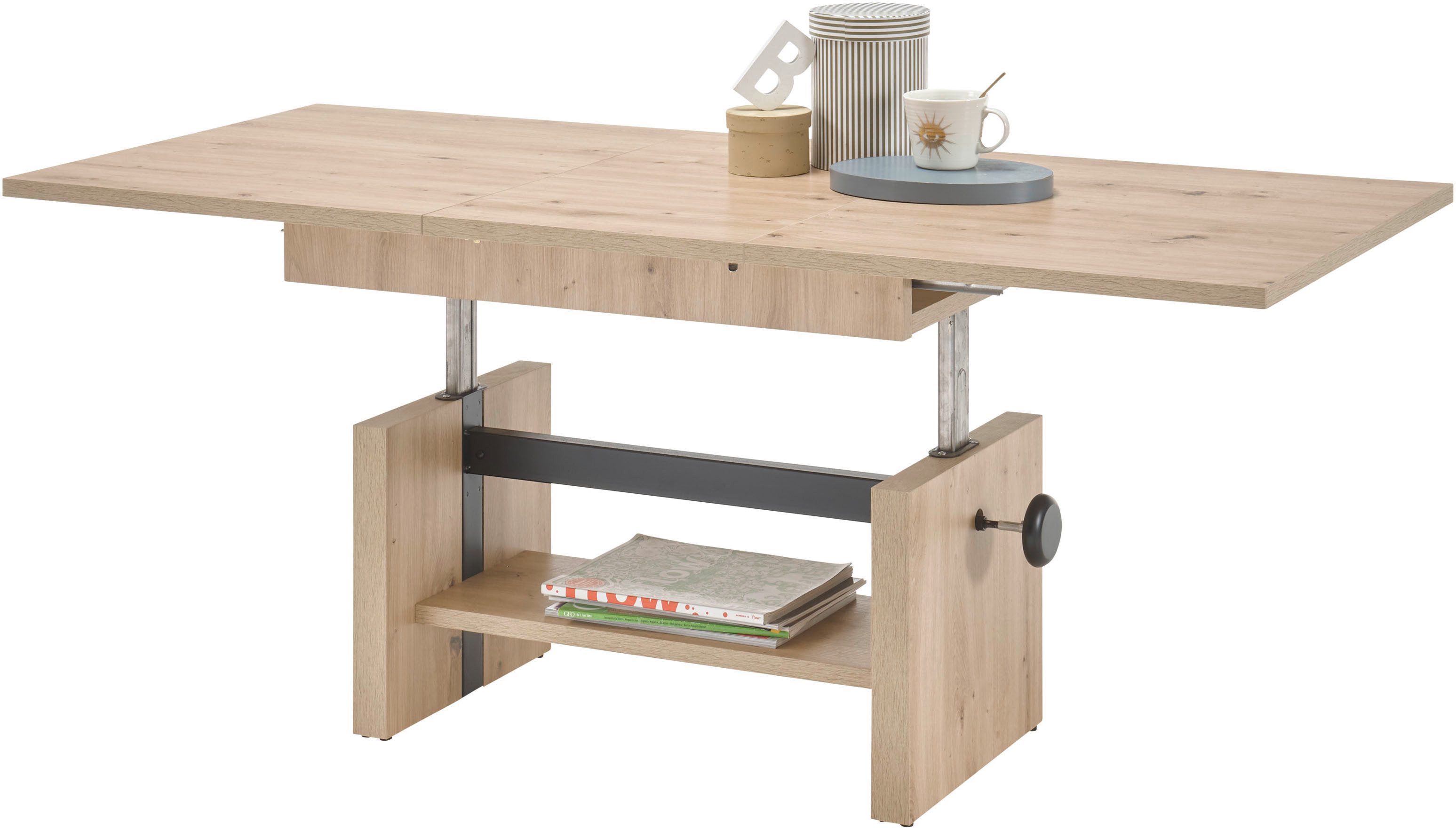 Stolkom Salontafel Event hoogte verstelbaar, uitschuifbaar, BxHxD 110-150x48-63x65 cm Hoogte verstelbaar met liftmechaniek en uittrekbaar in 3 kleurvarianten