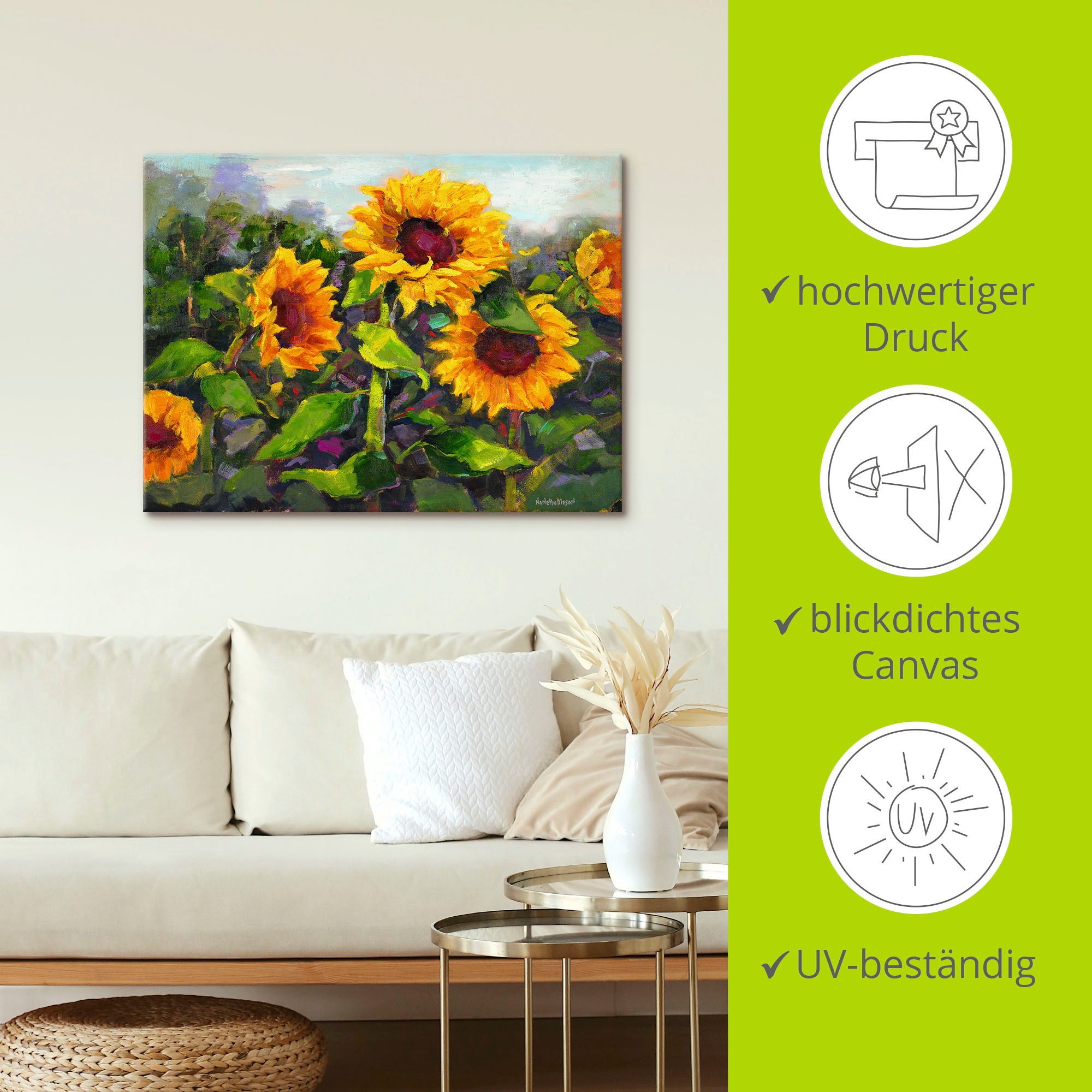 Artland Artprint Het ontwaken van de zonnebloemen IV als artprint op linnen, poster in verschillende formaten maten