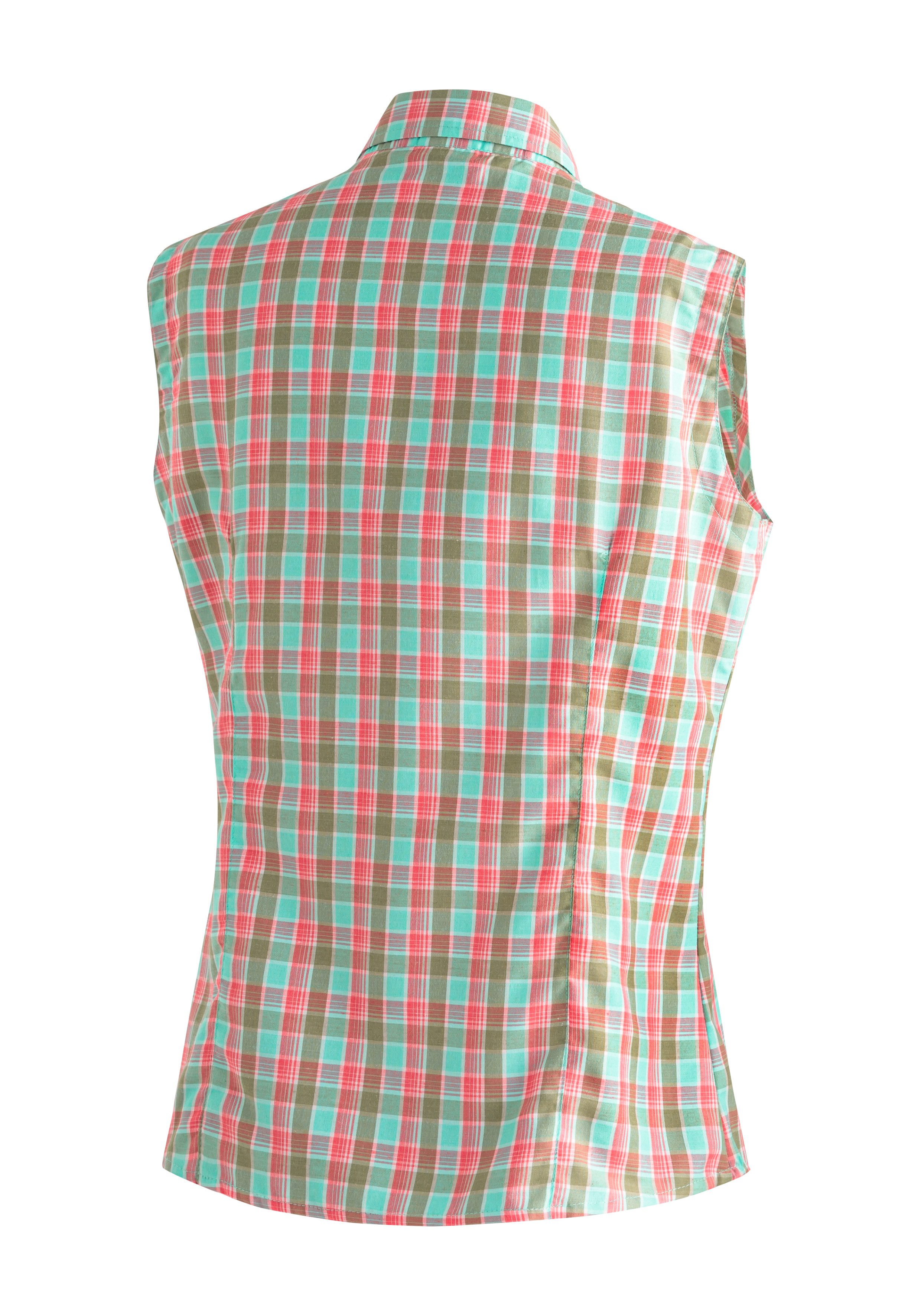 Maier Sports Functionele blouse Paloma Geruite, mouwloze blouse voor wandelen, reizen en vrije tijd
