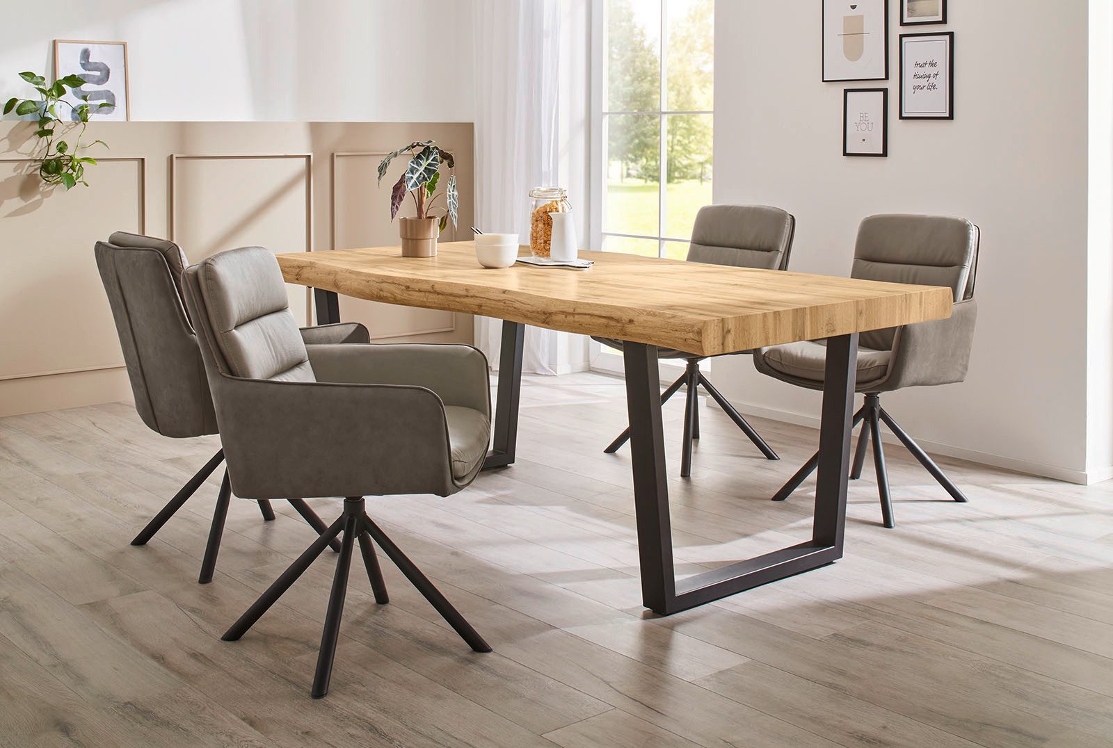 Jockenhöfer Gruppe Eettafel Don in boomrand-optiek, 200x100 cm, plaatdikte 8 cm