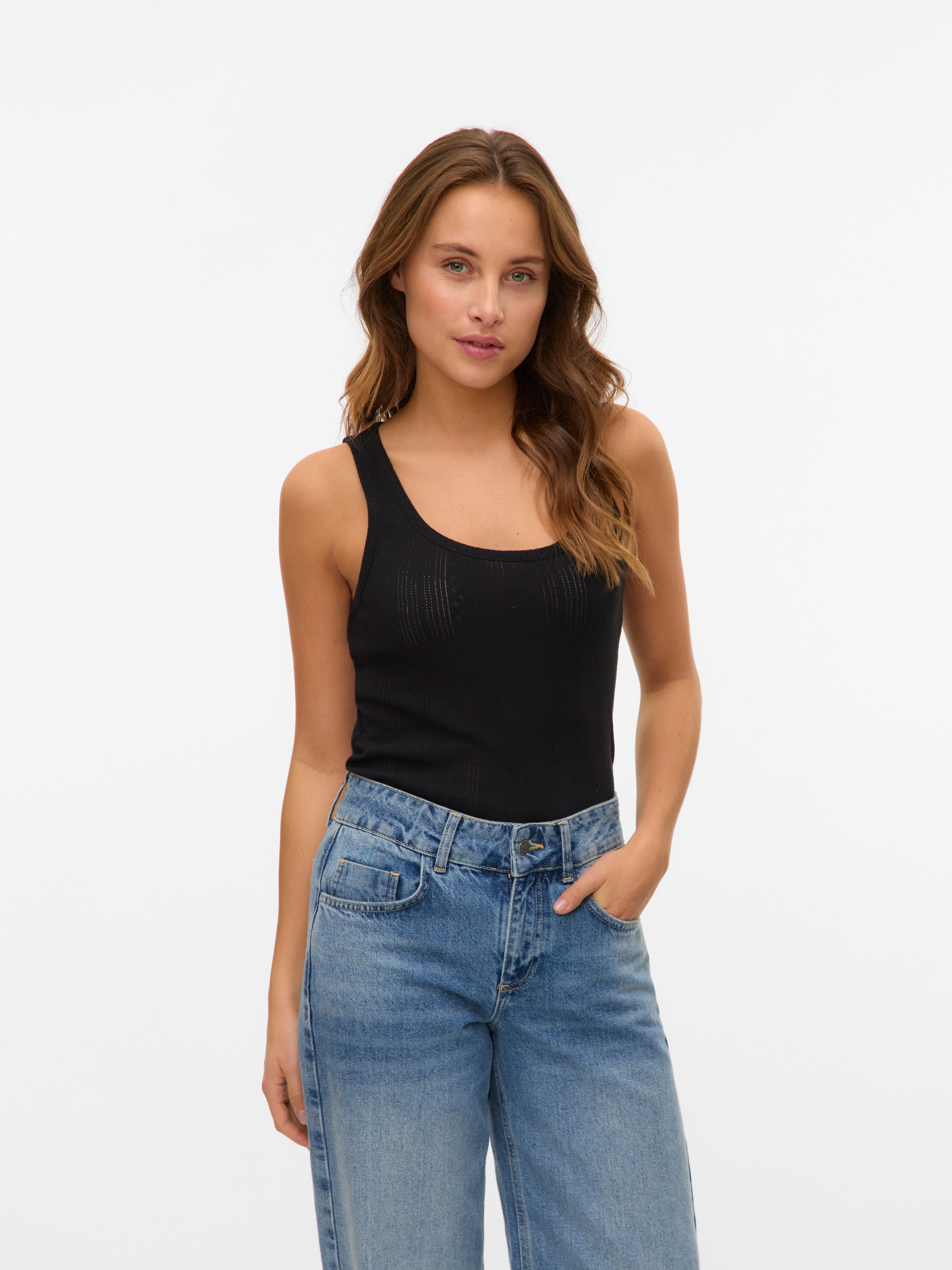 Vero Moda Geribde tanktop VMLISA POINTELLE TANK TOP JRS NOOS