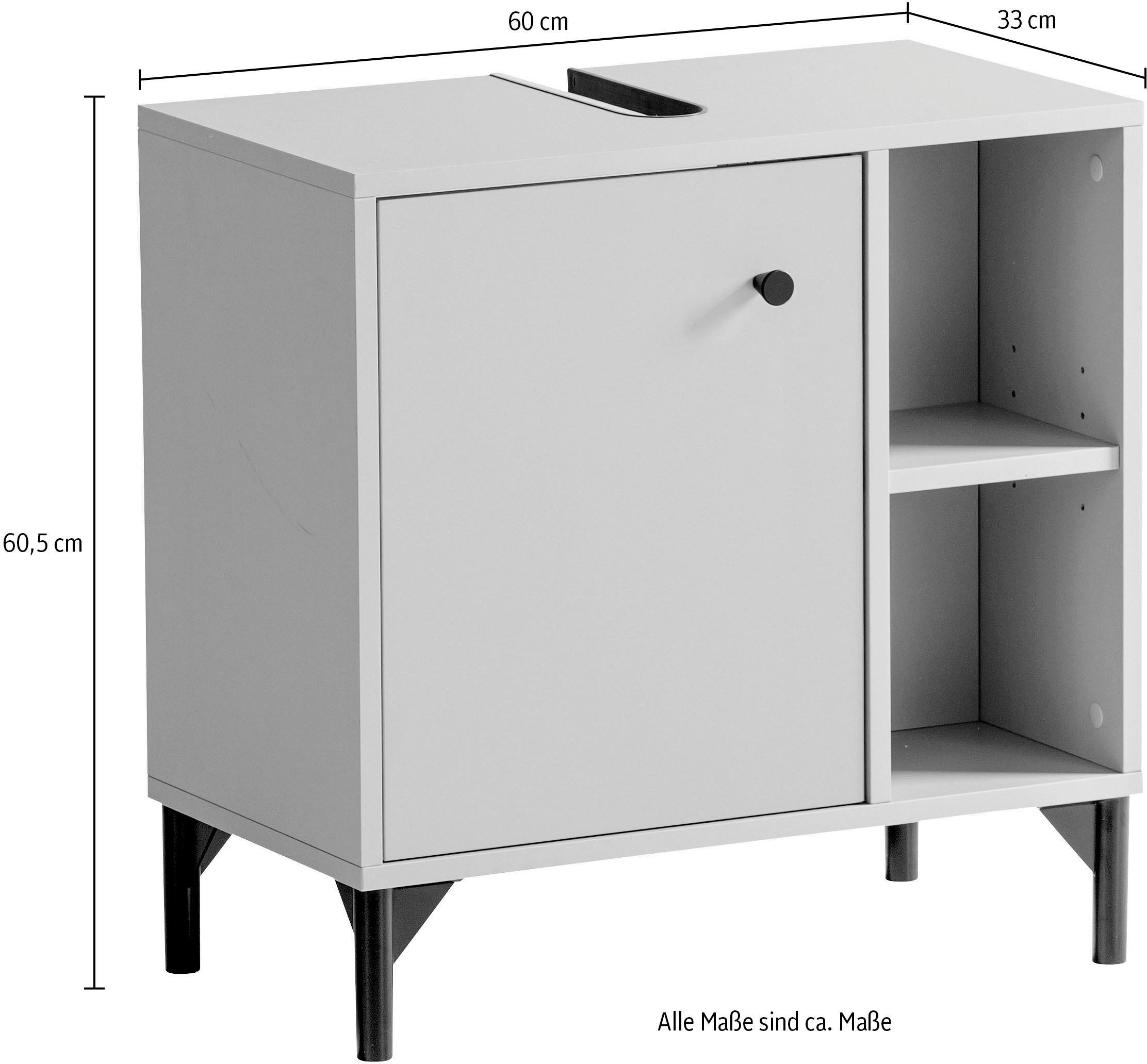 Schildmeyer Wastafelonderkast Smash Breedte 60 cm (1-St) abrikozen decor, met metalen beslag