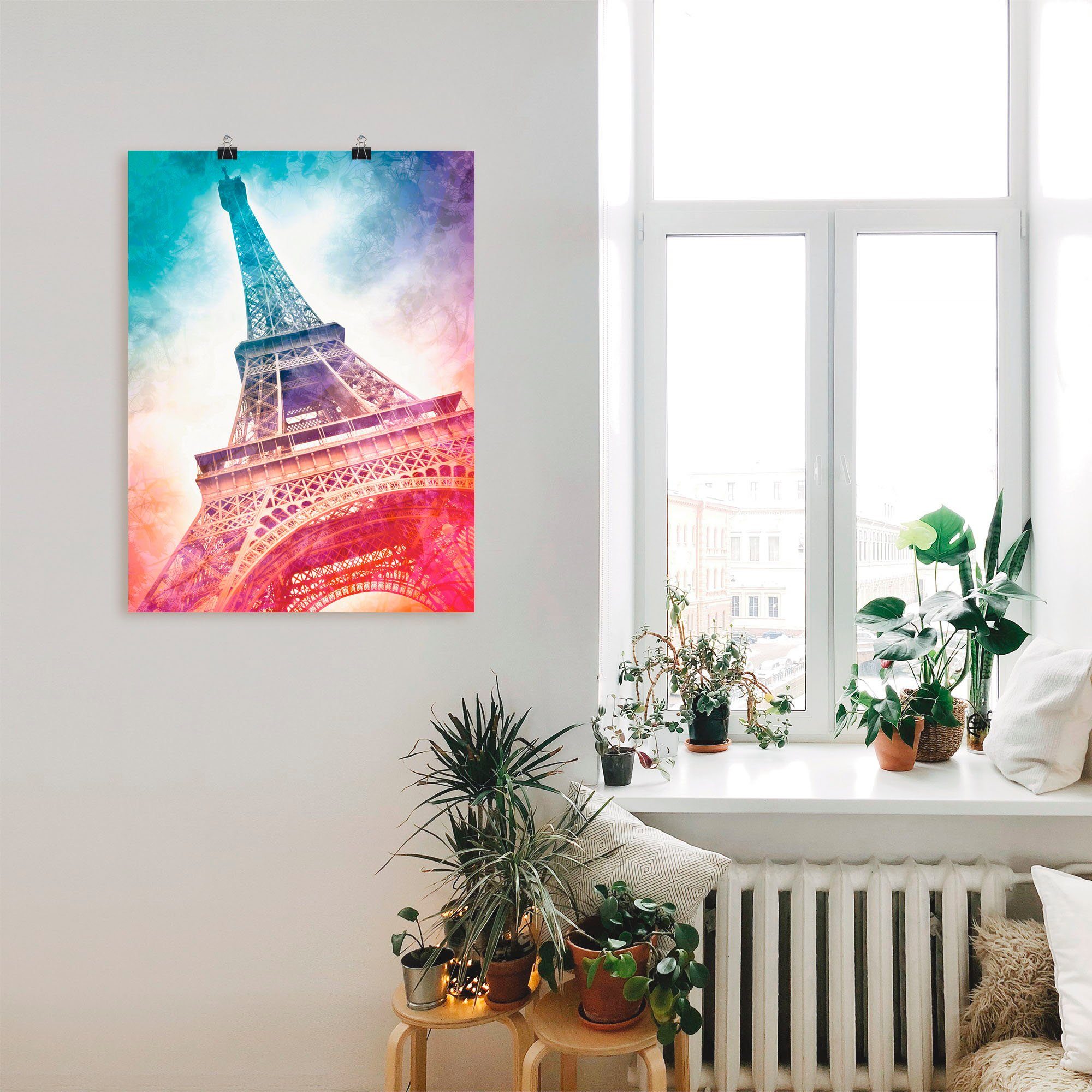 Artland Poster Parijs Eiffeltoren II als artprint van aluminium, artprint op linnen, muursticker of poster in verschillende maten