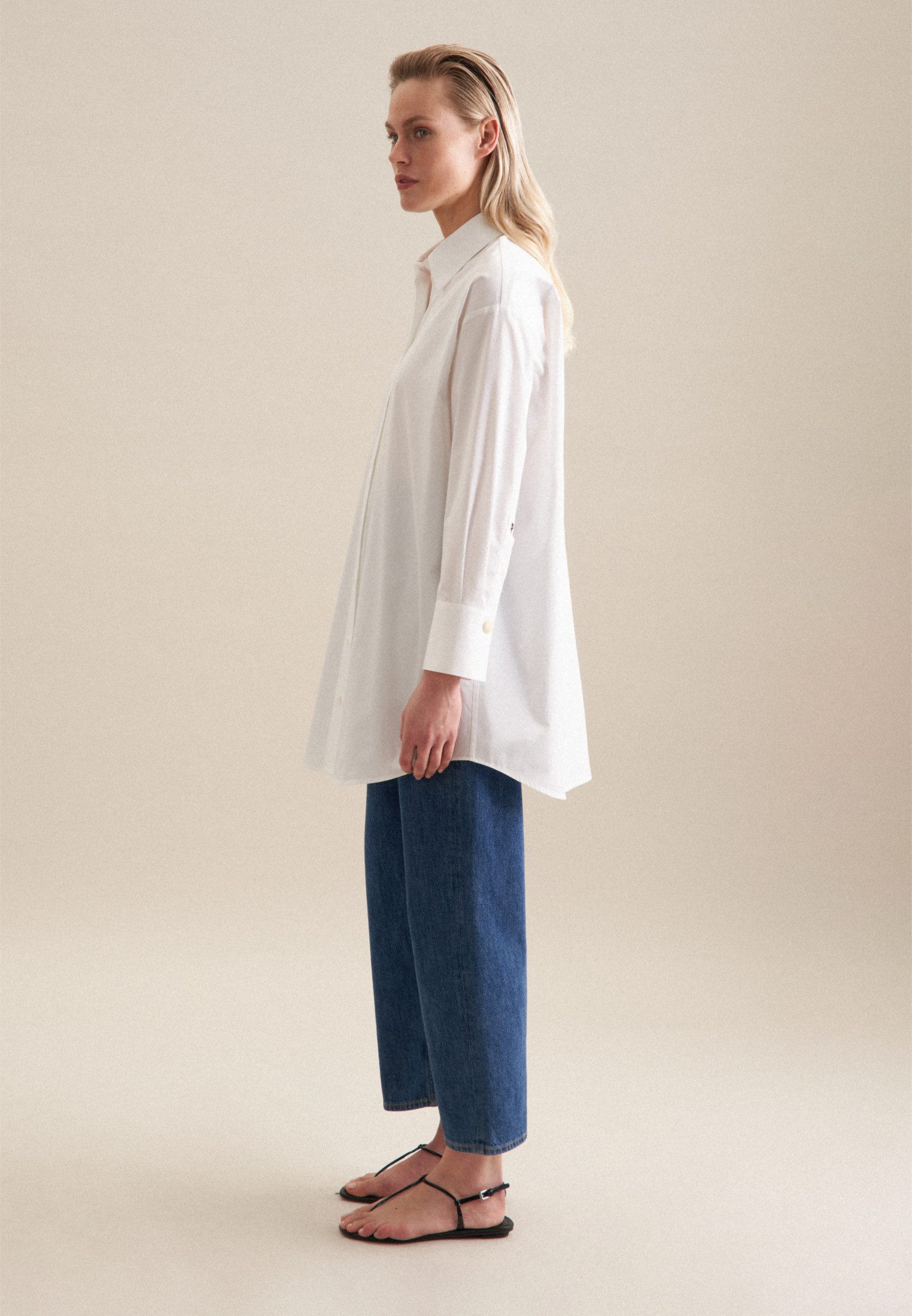 seidensticker Overhemdblouse Zwarte roos Lange mouwen kraag uni