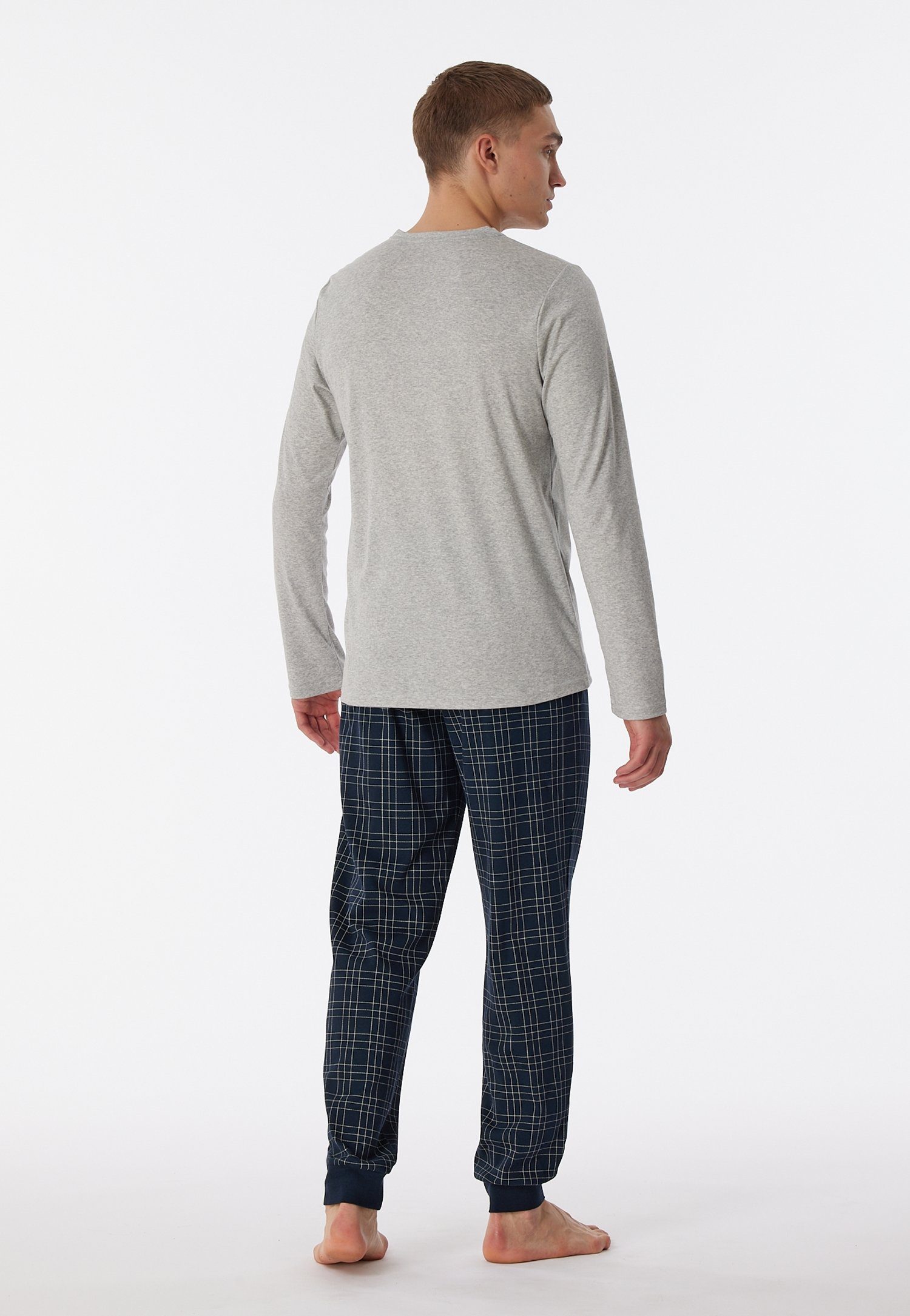 Schiesser Pyjama Fine Interlock met serafino-kraag en functionele knoopsluiting (2-delig)