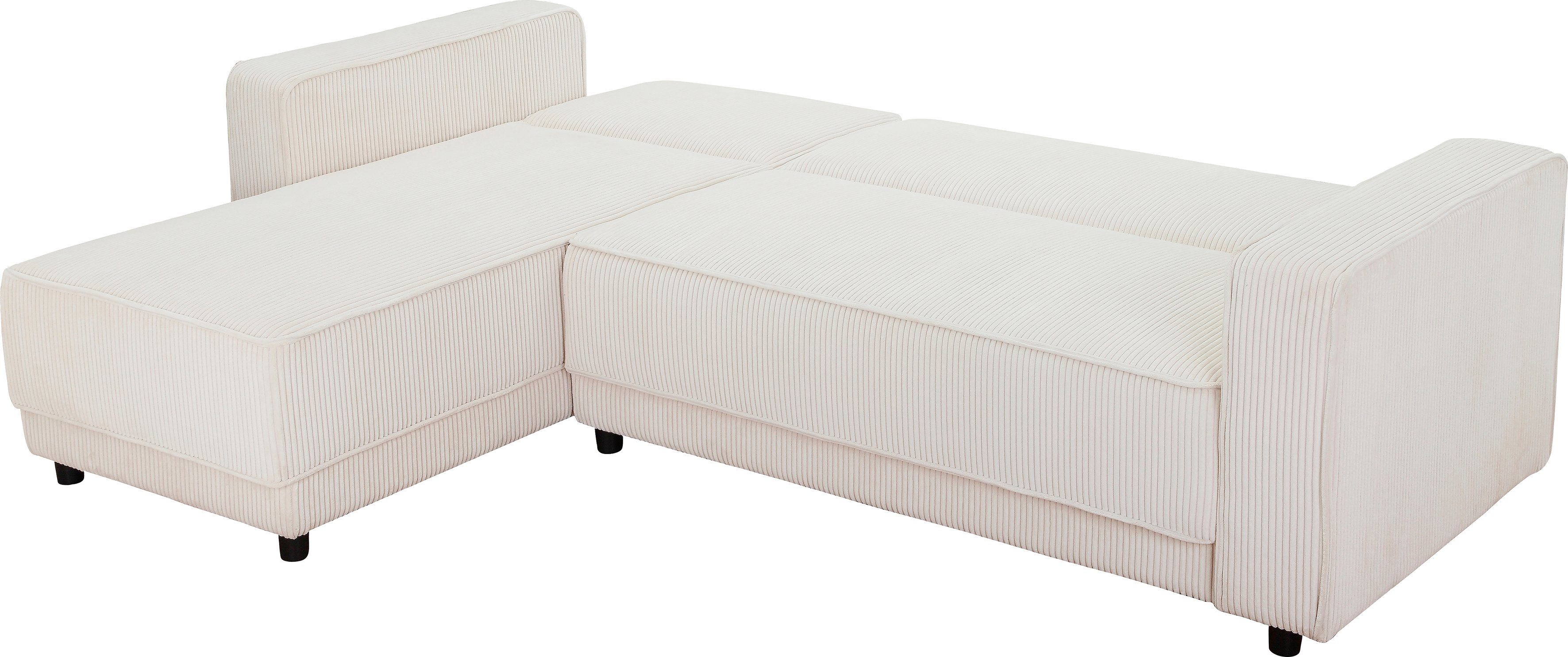 Dorel Home Hoekbank Allie slaapbank 230 cm met relaxfunctie in de rugleuning Slaapbank functie (108/194,5 cm), trendy ribfluweel of onderhoudsvriendelijk velours
