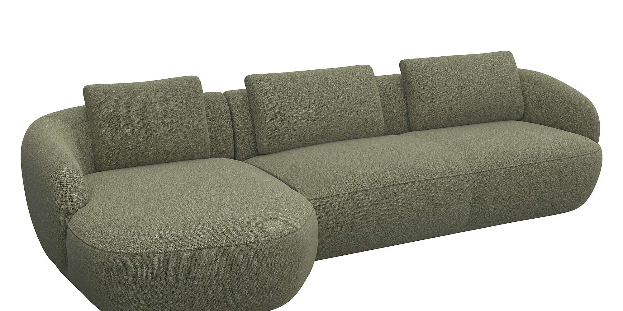 FLEXLUX Zithoek Torino, rond, L-vorm, bankhoek met recamière, longchair-sofa
