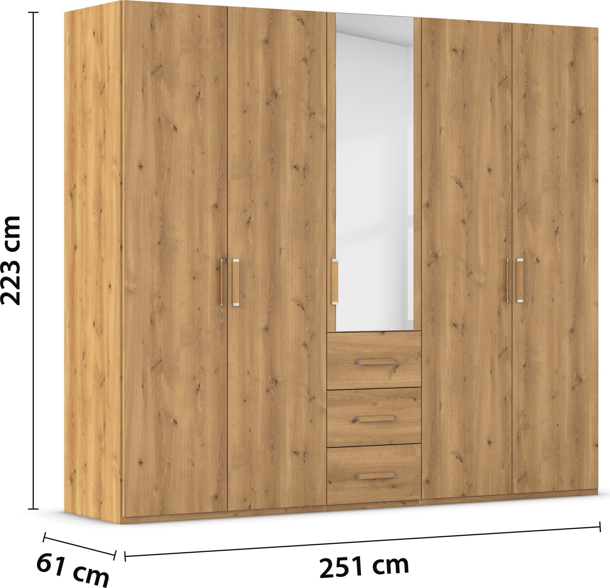 rauch Draaideurkast Kledingkast Kast Garderobe Slaapkamerkast EVELYN in elegante stijl met lades 3 breedtes en 2 hoogtes made in germany