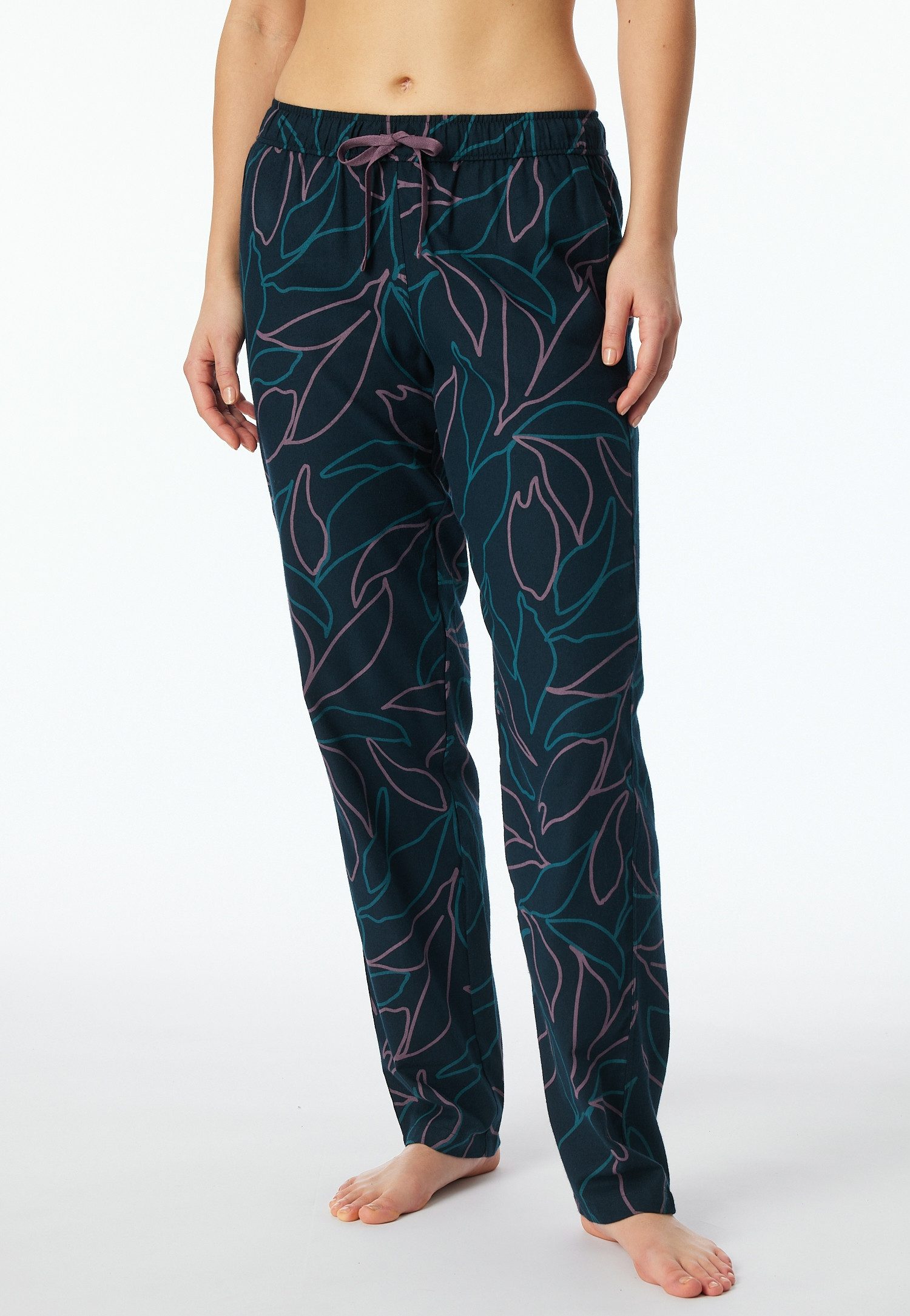 Schiesser Loungebroek "Mix+Relax" met bloemenprint dames loungewear maat 48 multicolor