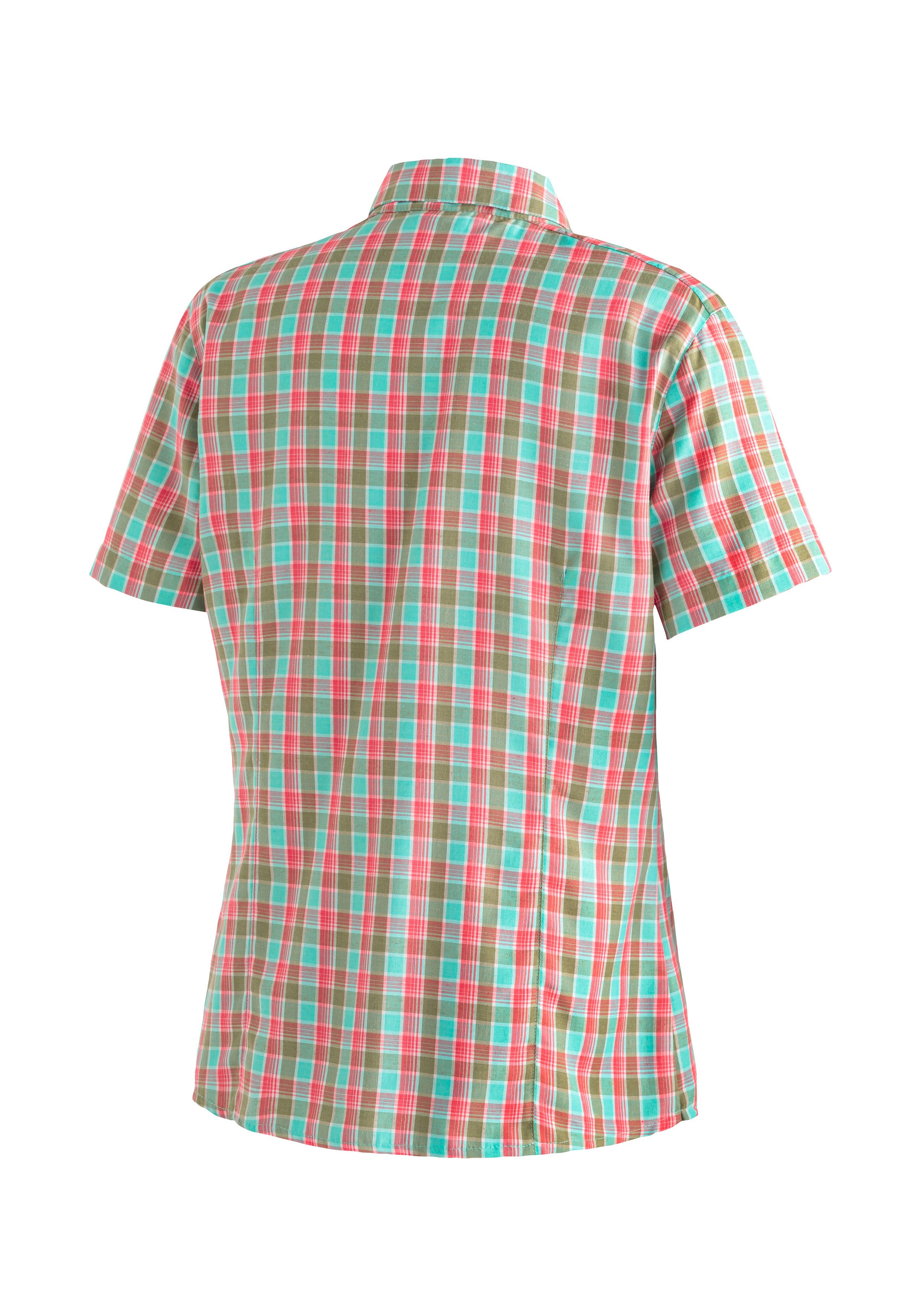 Maier Sports Functionele blouse Philina Geruite blouse met korte mouwen voor wandelen, reizen en vrije tijd