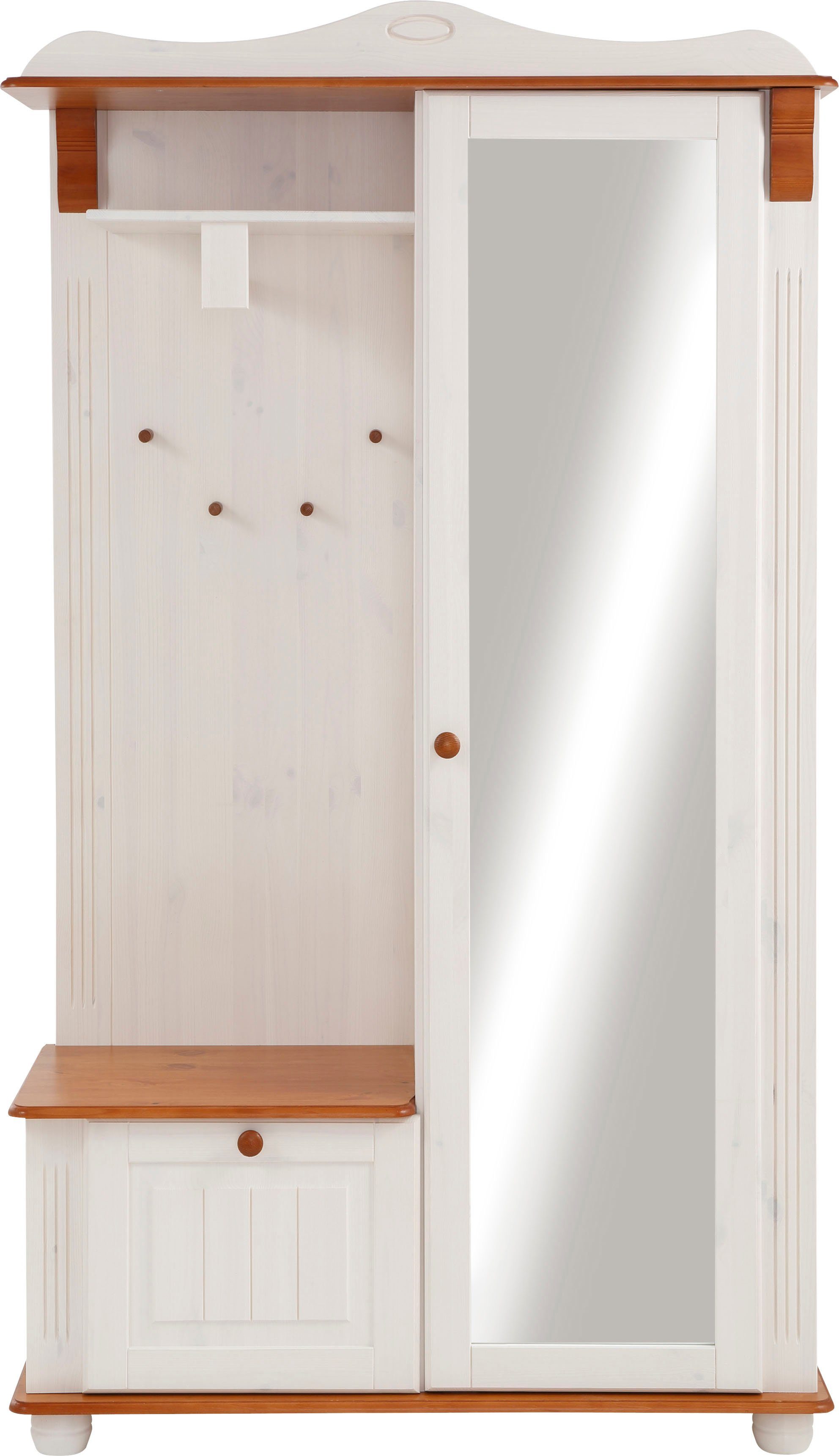 Home affaire Compact kapstokmeubel ADELE Breedte 108 cm, met spiegeldeur, van massief grenen, FSC®