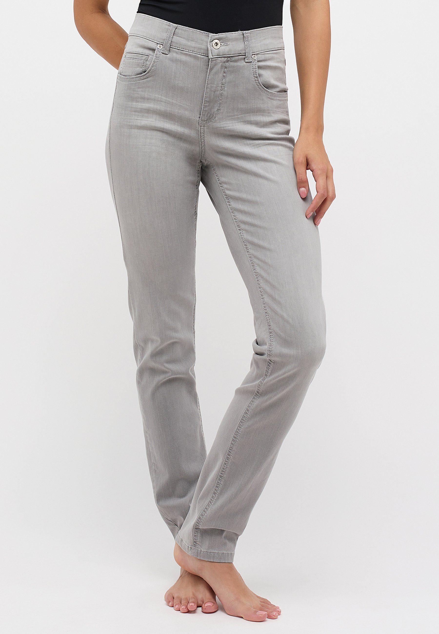 angels straight jeans cici in slim-fit pasvorm grijs