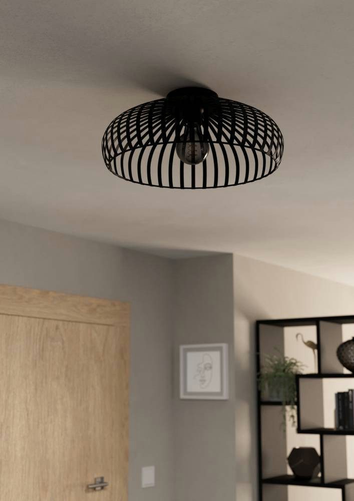 EGLO Plafondlamp MOGANO 3 Plafondlamp, metaal in zwart, ganglamp met E27 fitting, Ø 43 cm (1 stuk)