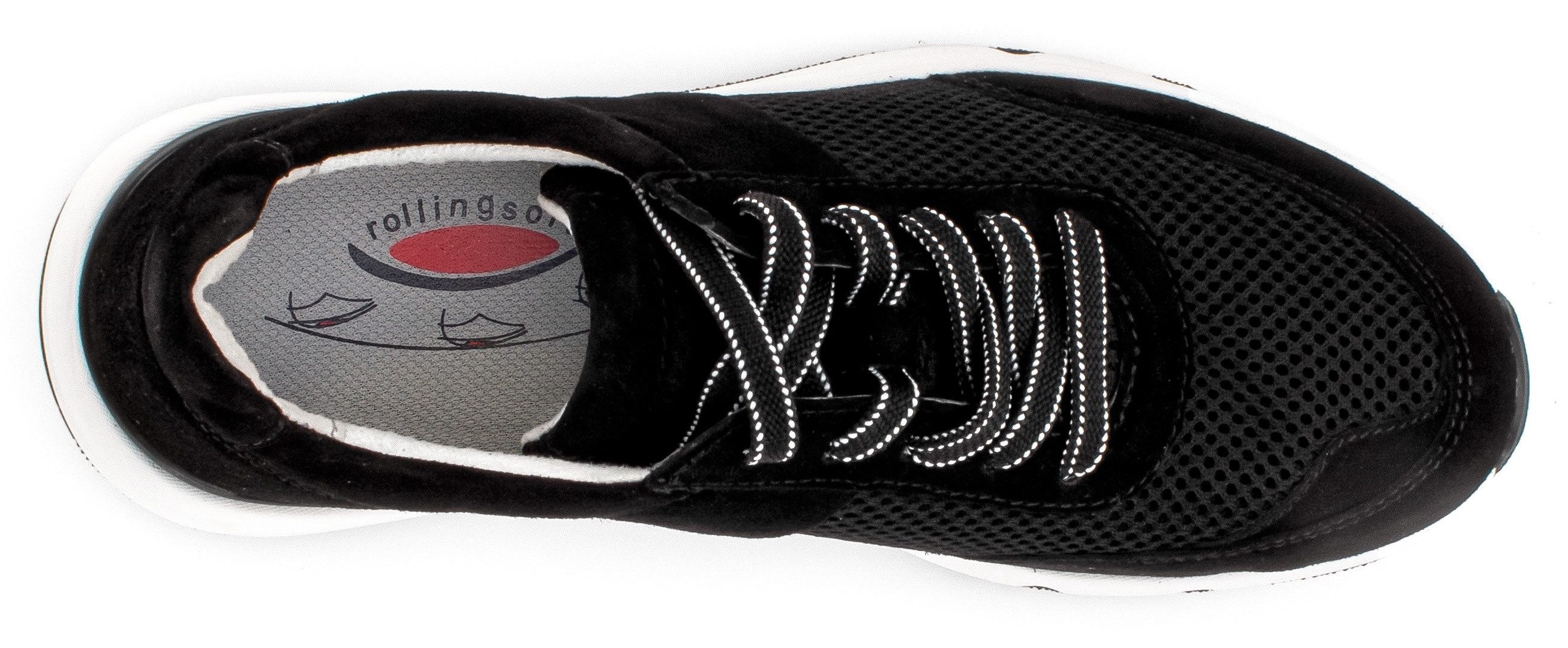 Gabor Rollingsoft Sneakers met sleehak vrijetijdsschoen, lage schoen, veterschoen, logo op de hiel
