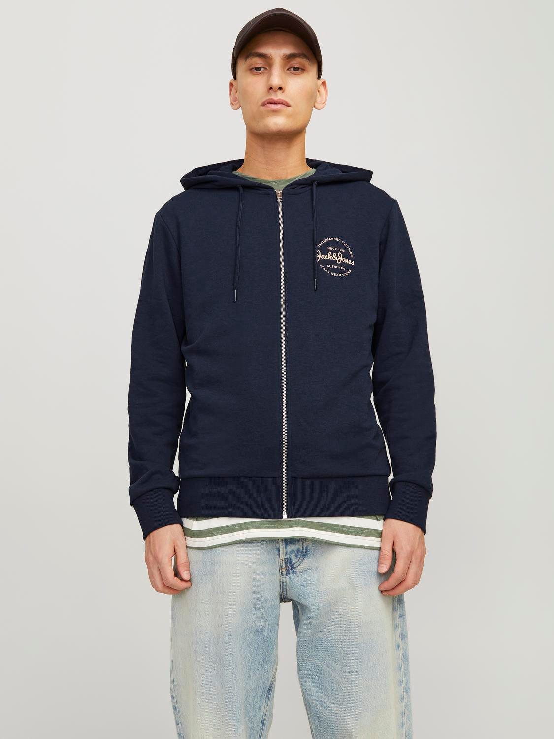 Jack & Jones Sweatvest JJFOREST SWEAT ZIP HOOD heren sweatvesten maat XS blauw