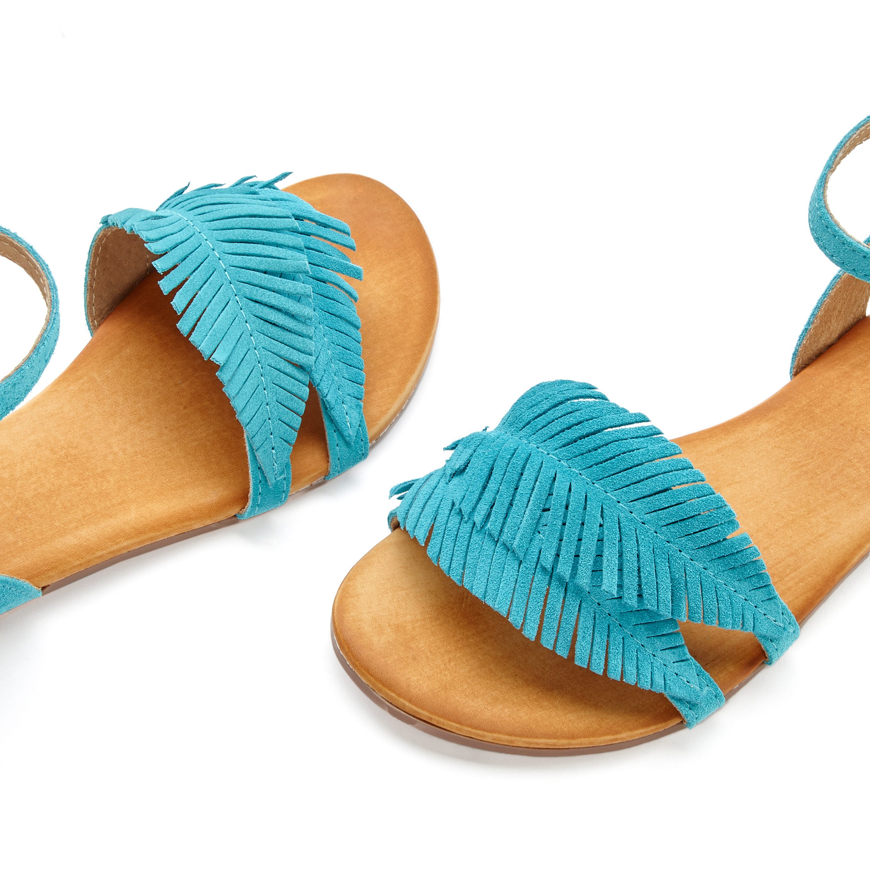 Lascana Sandalen Zomerschoen Sandalette, zomerschoen van leer met modieuze franjes