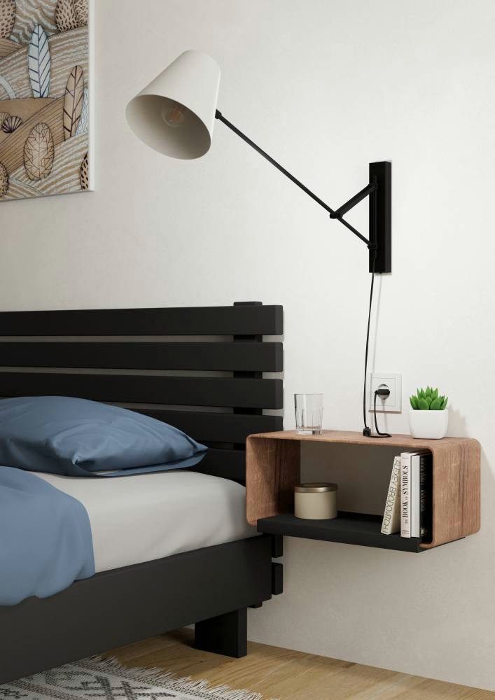 EGLO Wandlamp FORCADET Wandlamp, metaal in zwart, textiel in grijs, leeslamp, E27 fitting (1 stuk)