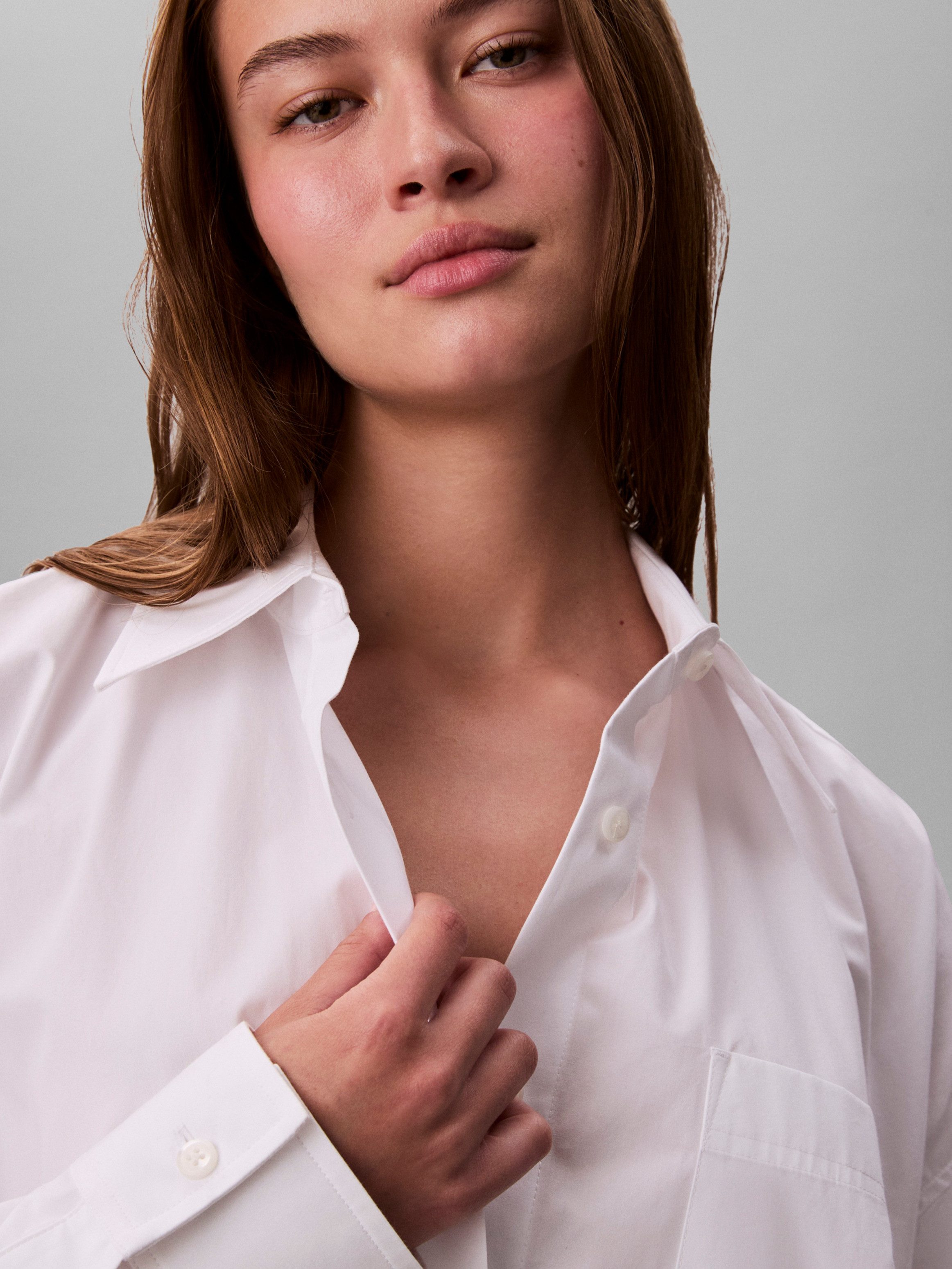 Calvin Klein Jurk met overhemdkraag Cotton Oversized Mini Shirtdress