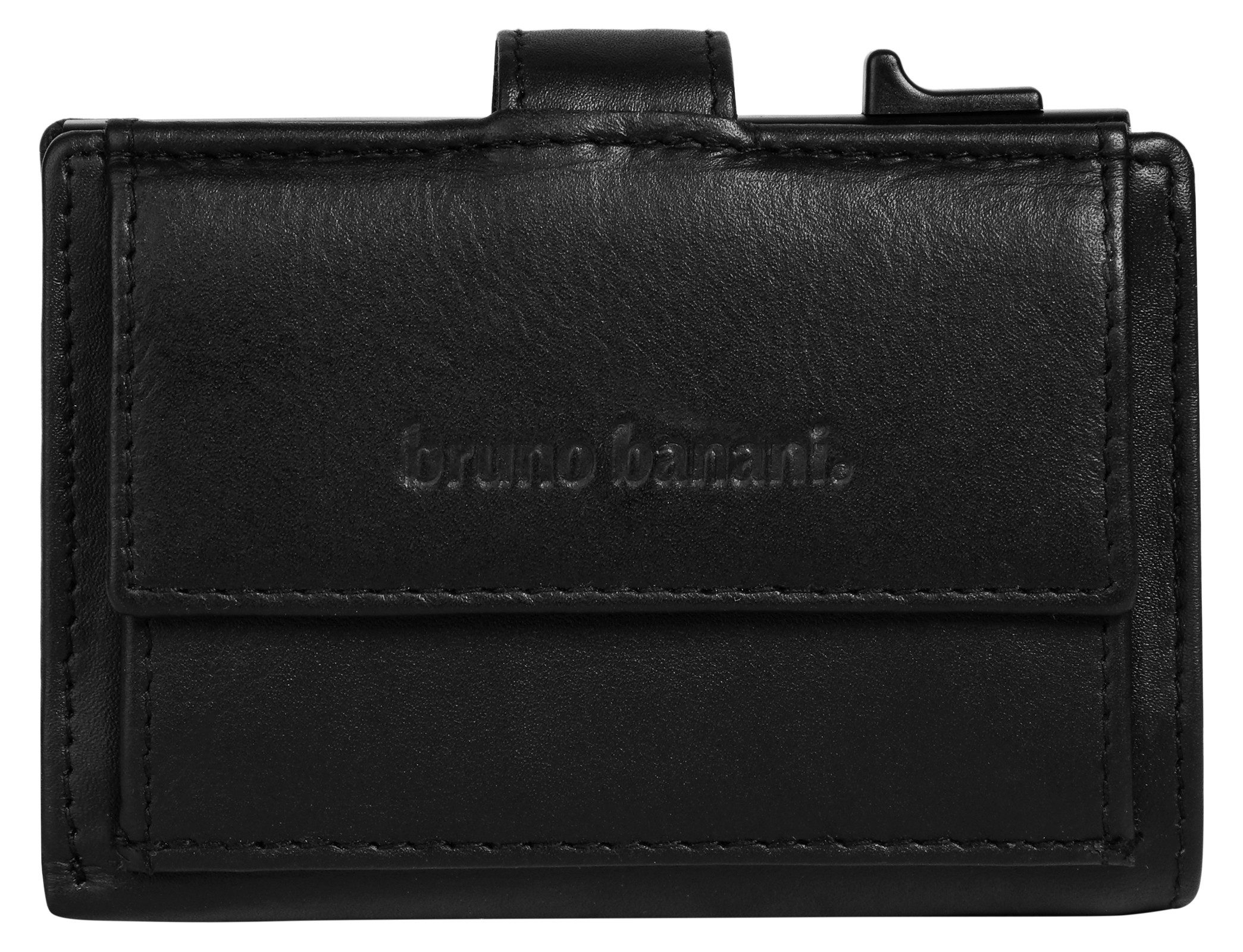 Bruno Banani Portemonnee echt leder unisex portemonnees maat 7 cm zwart