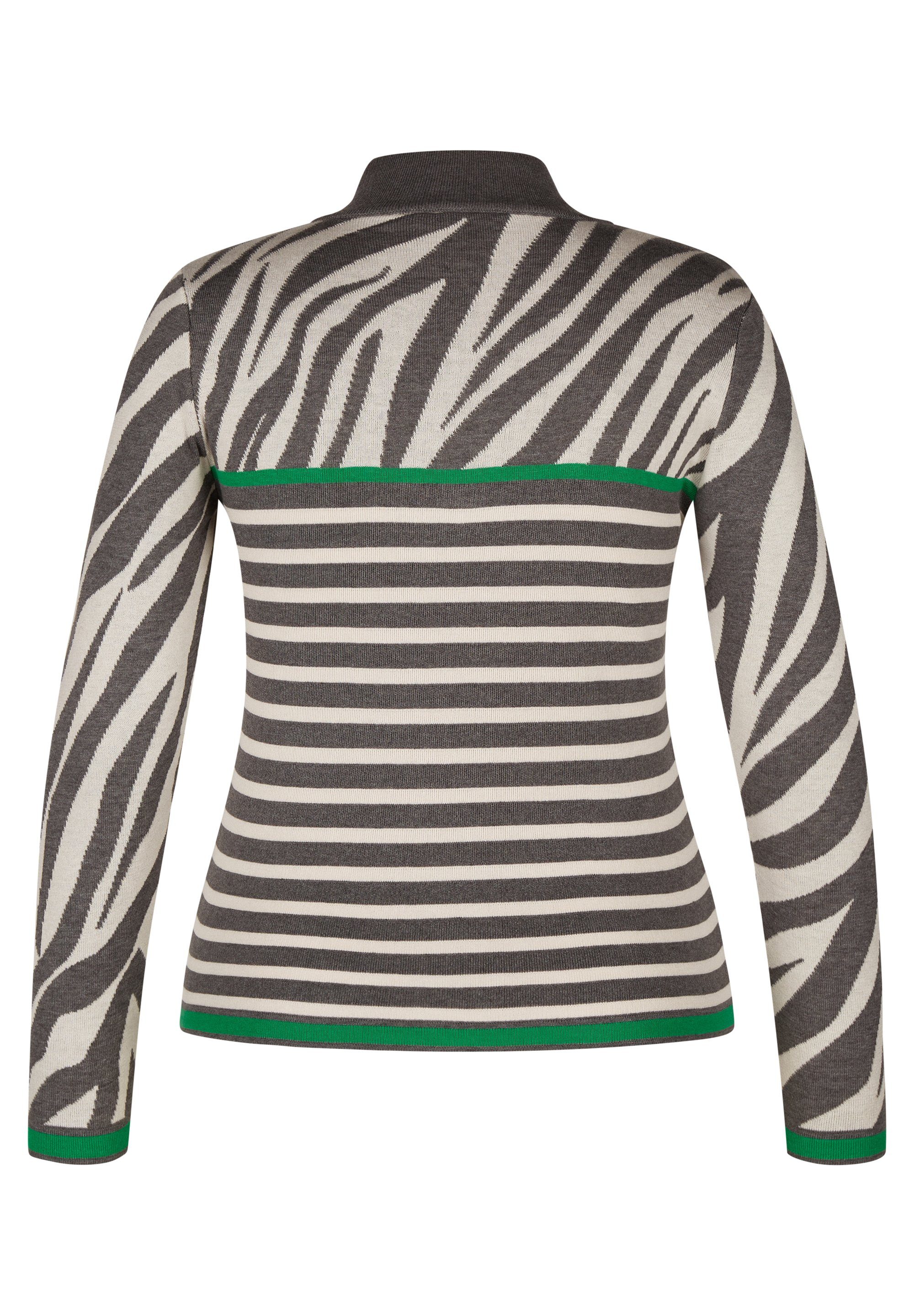 Rabe Trui met staande kraag met abstract allover-ontwerp