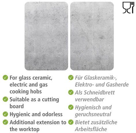 WENKO Kookplaatdeksel Universeel model Beton (set, 2-delig)