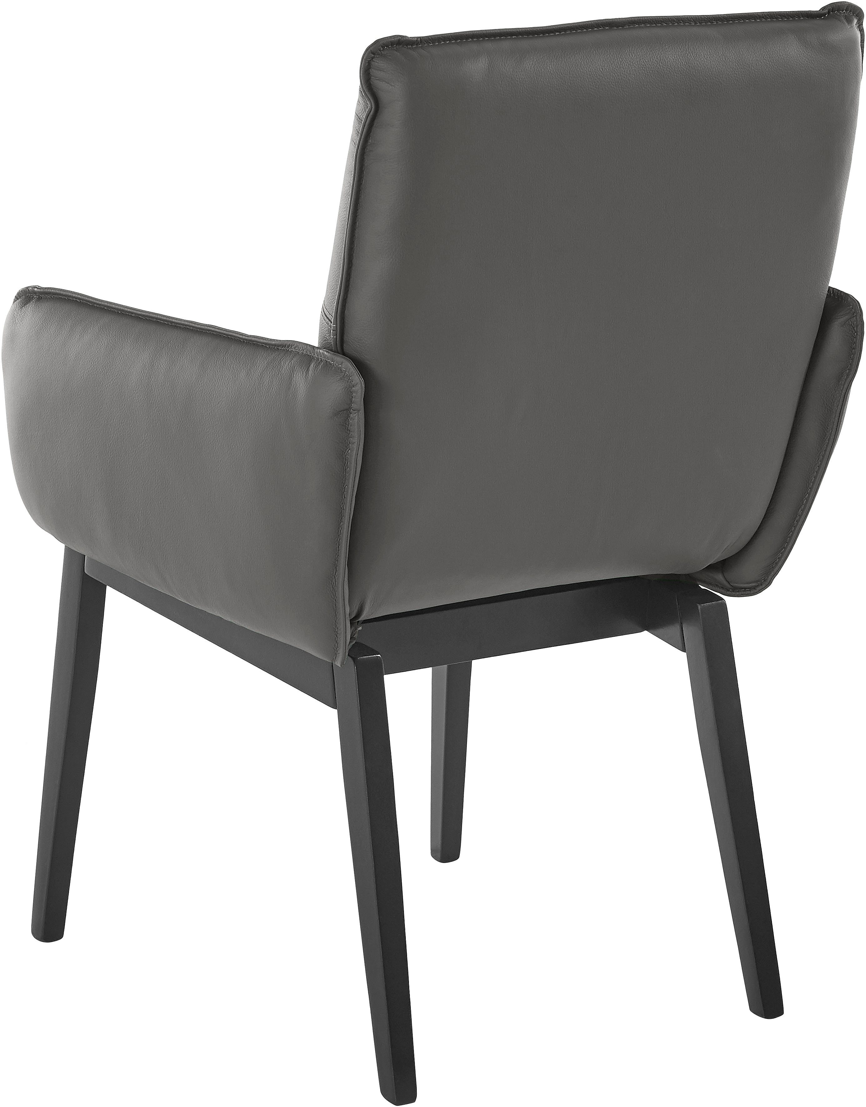 Home affaire Stoel met armleuningen Model 6 Bekleding van microvezel of leer, frame is beuken in zwart gelakt (2 stuks)