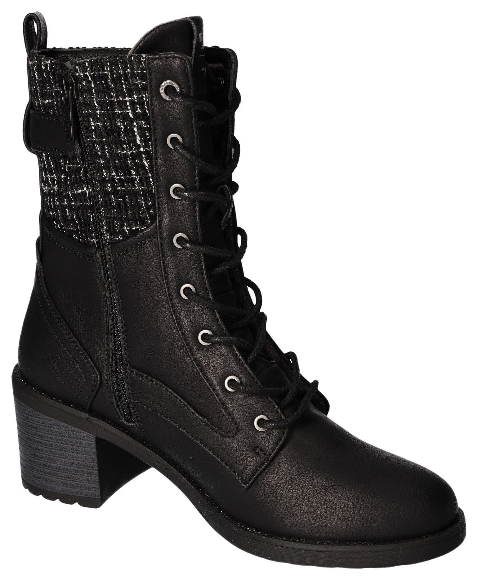 Mustang Shoes Winterlaarsjes Plateau enkellaars, veterschoenen met praktische binnenrits