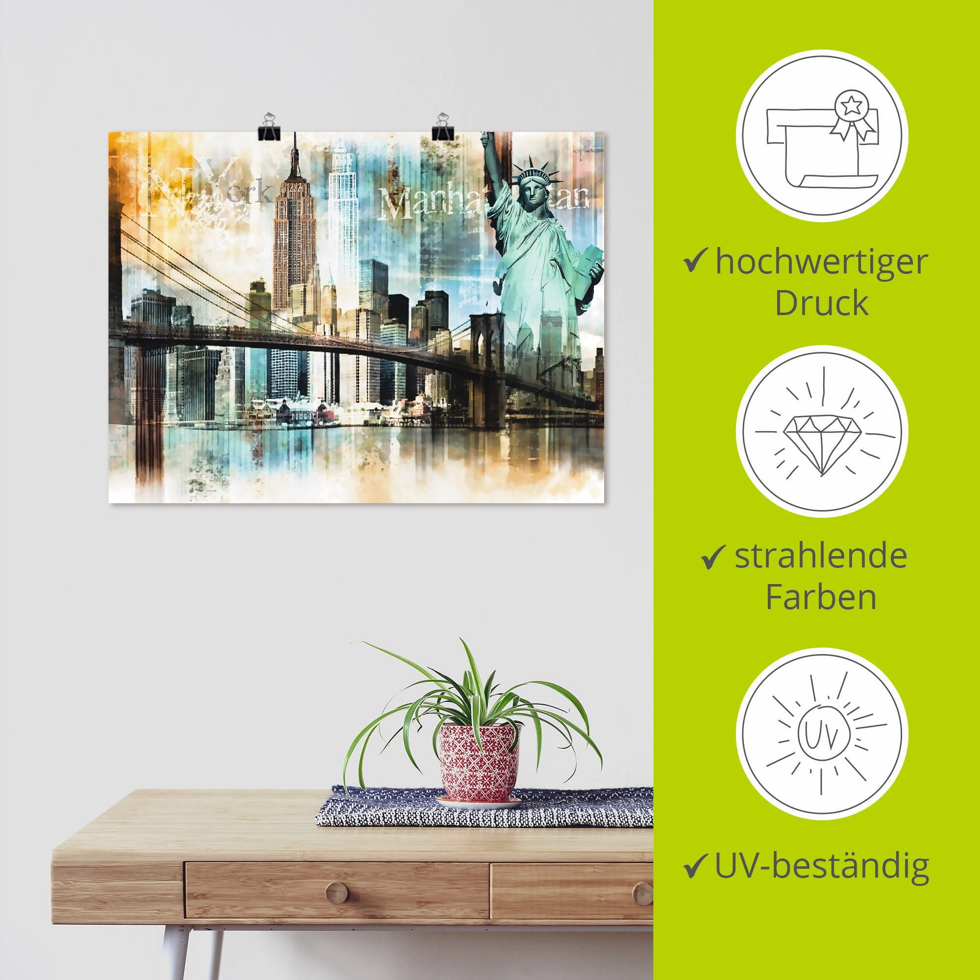Artland Artprint New York skyline collage IV als artprint op linnen, poster in verschillende formaten maten