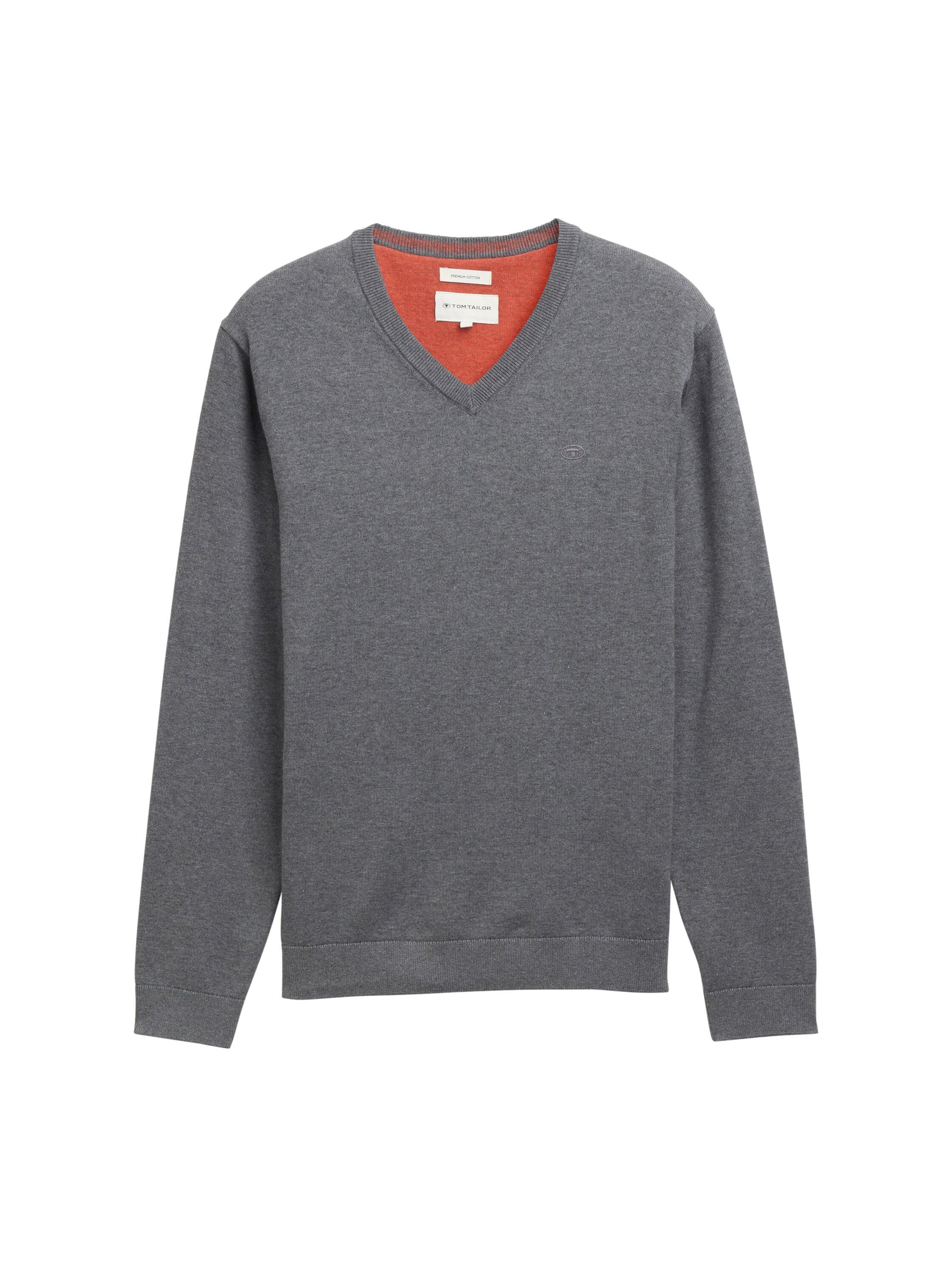 Tom Tailor Trui met V-hals met klein logoborduursel