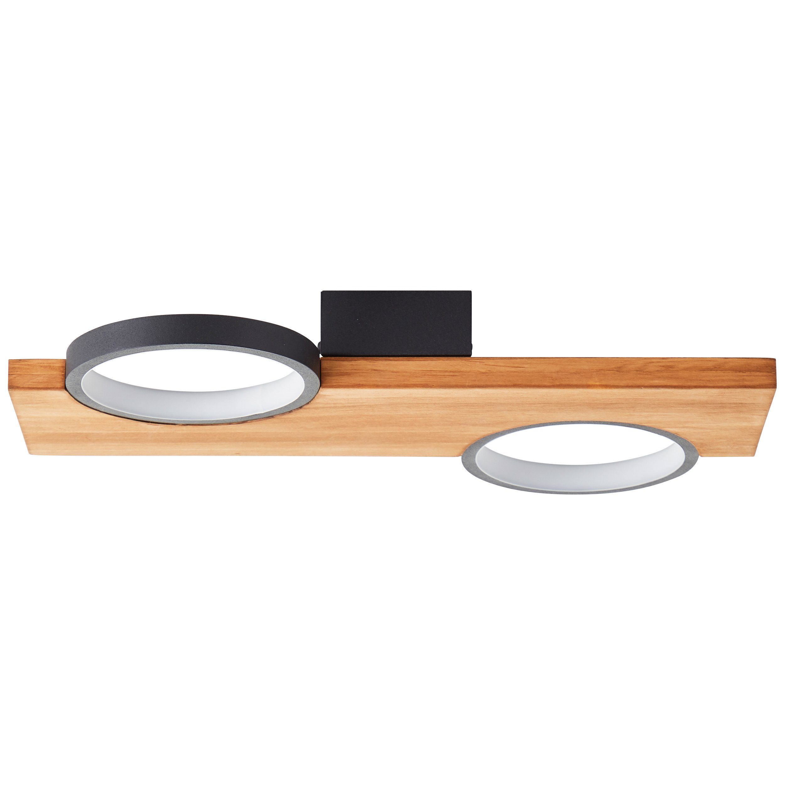 Brilliant Leuchten Led-plafondlamp Cheesy 40 x 25 cm, 1400lm, 3000k, hout/metaal, natuur/zwart