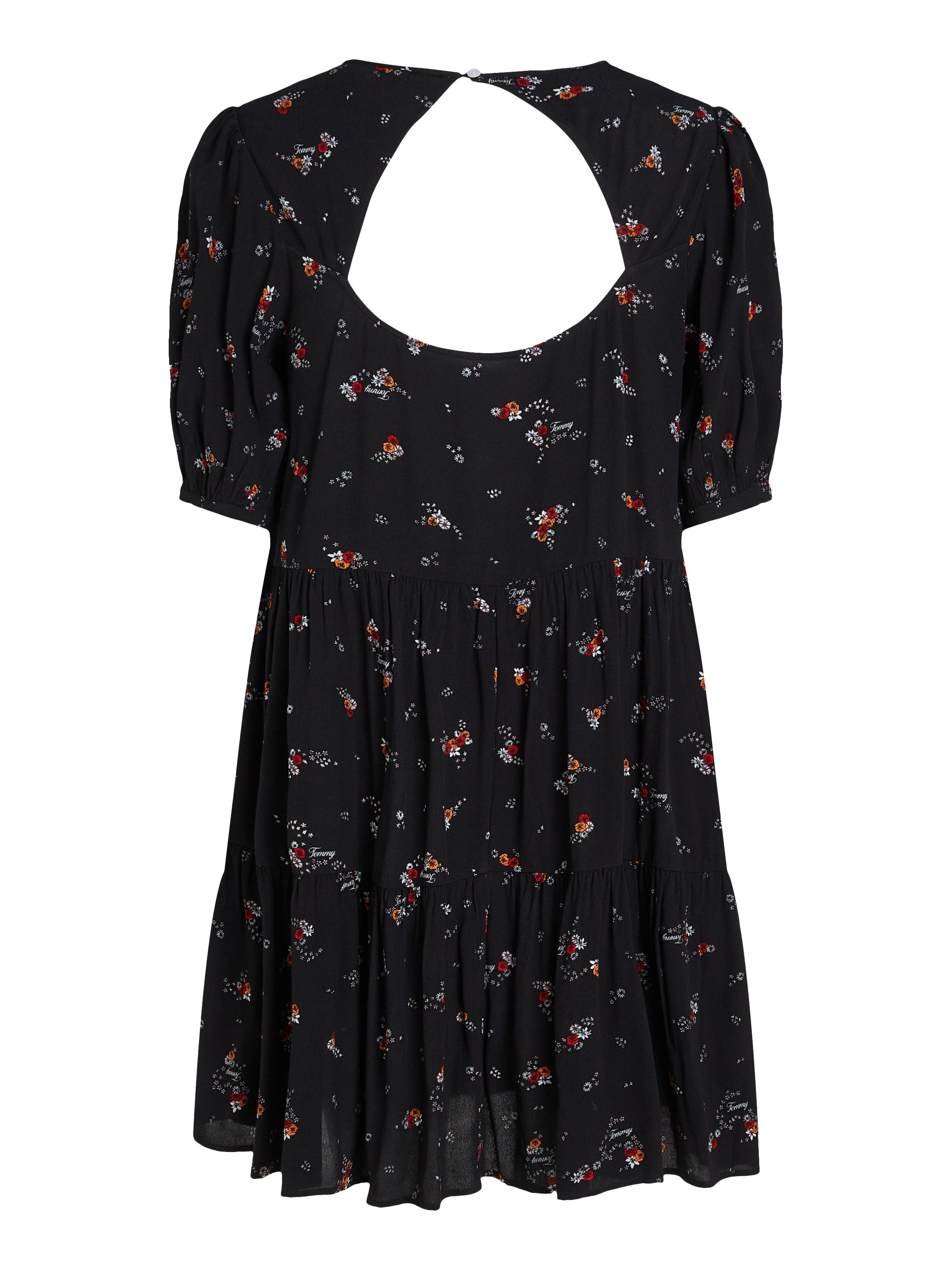 Tommy Jeans Curve Blousejurk TJW BLACK FLORAL TIERD DRESS EXT