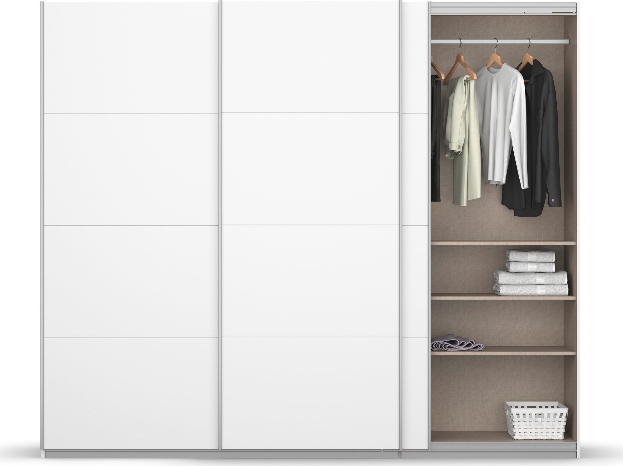 rauch Zweefdeurkast Koluna Hoogglansfront, inclusief 2 lades en extra planken