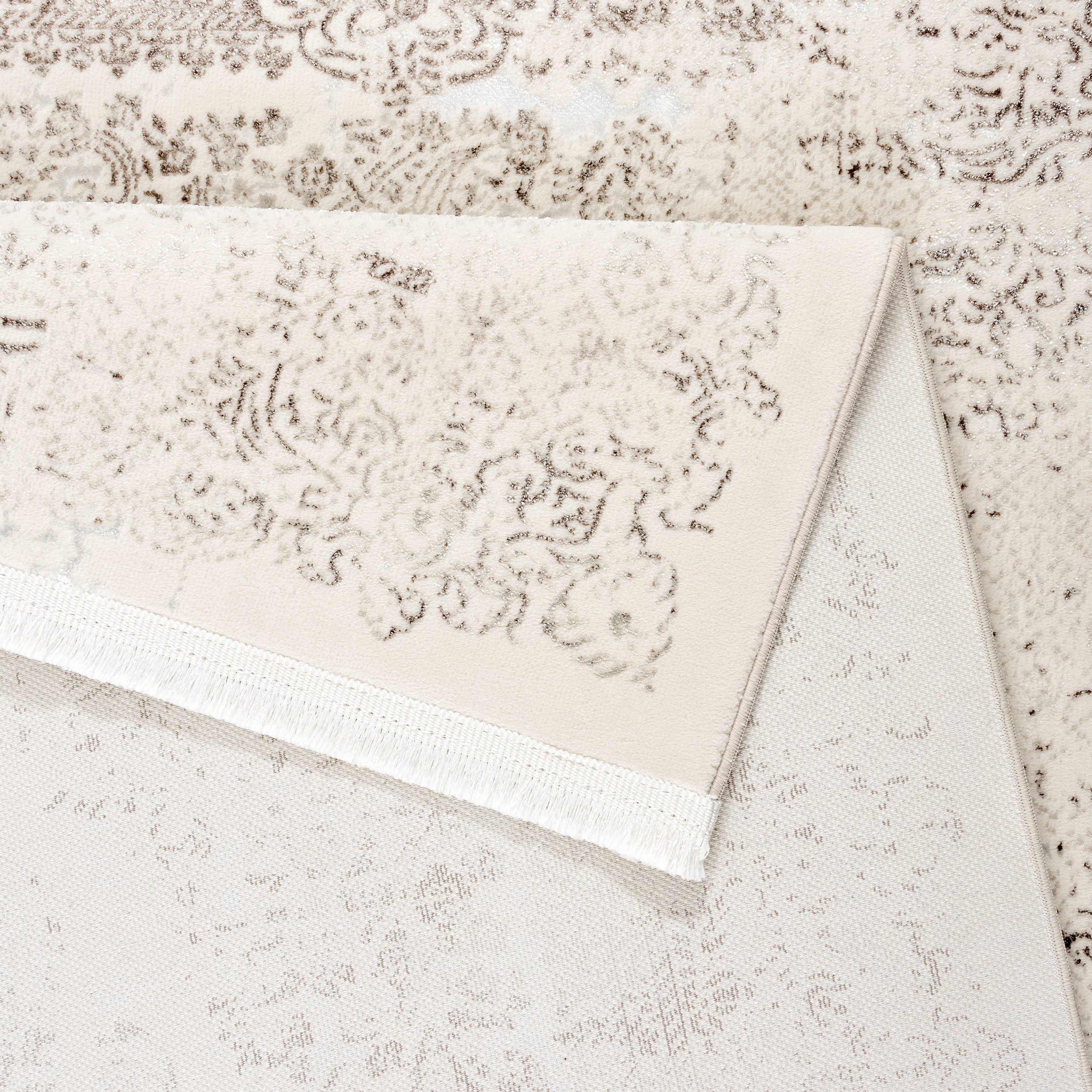 Sehrazat Vloerkleed Diamond 7810 Vintage ontwerp, kortpolig, met zachte glansgaren, met franjes
