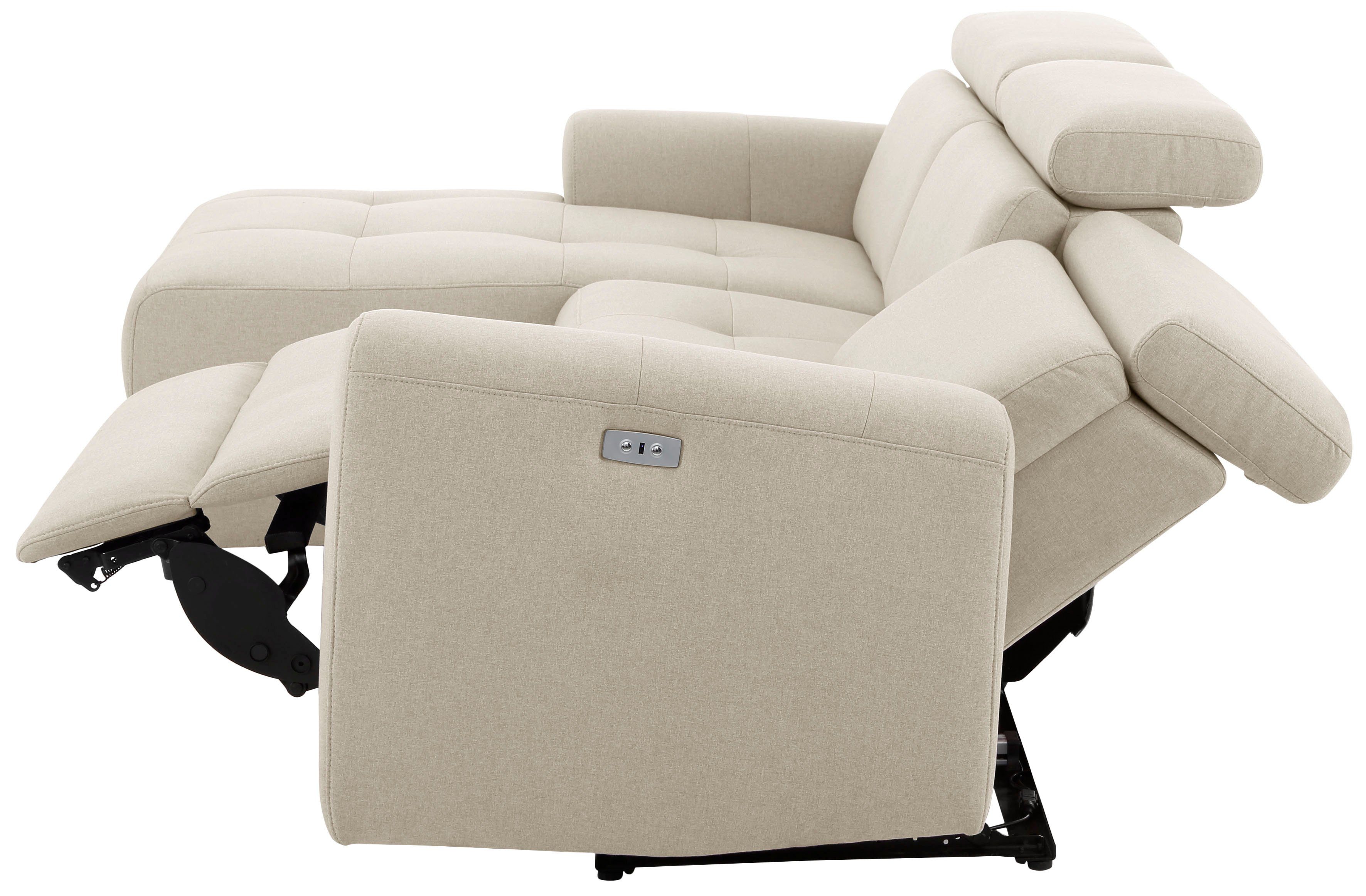 Home affaire Hoekbank Sentrano, L-vorm, 275 cm, man. of electr. relaxfunctie en usb/kopverstelling