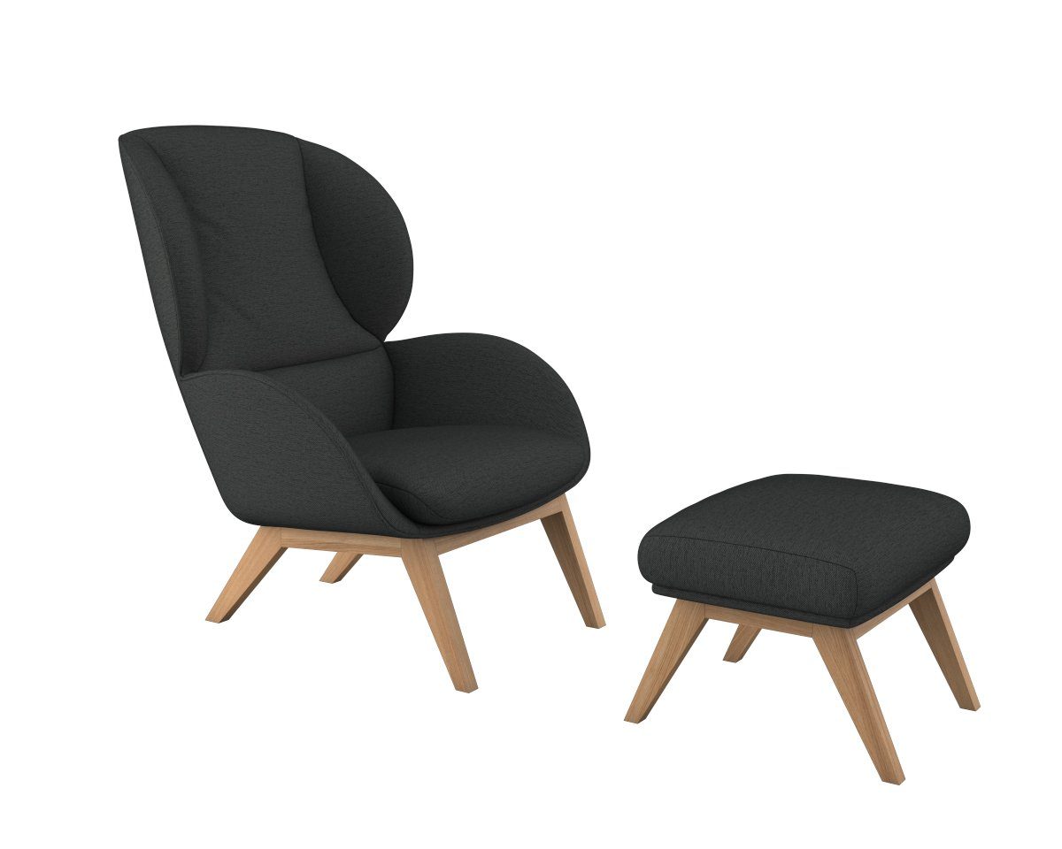 FLEXLUX Hocker Adria Eiken poot, voetenbank/poef voor oorfauteuil