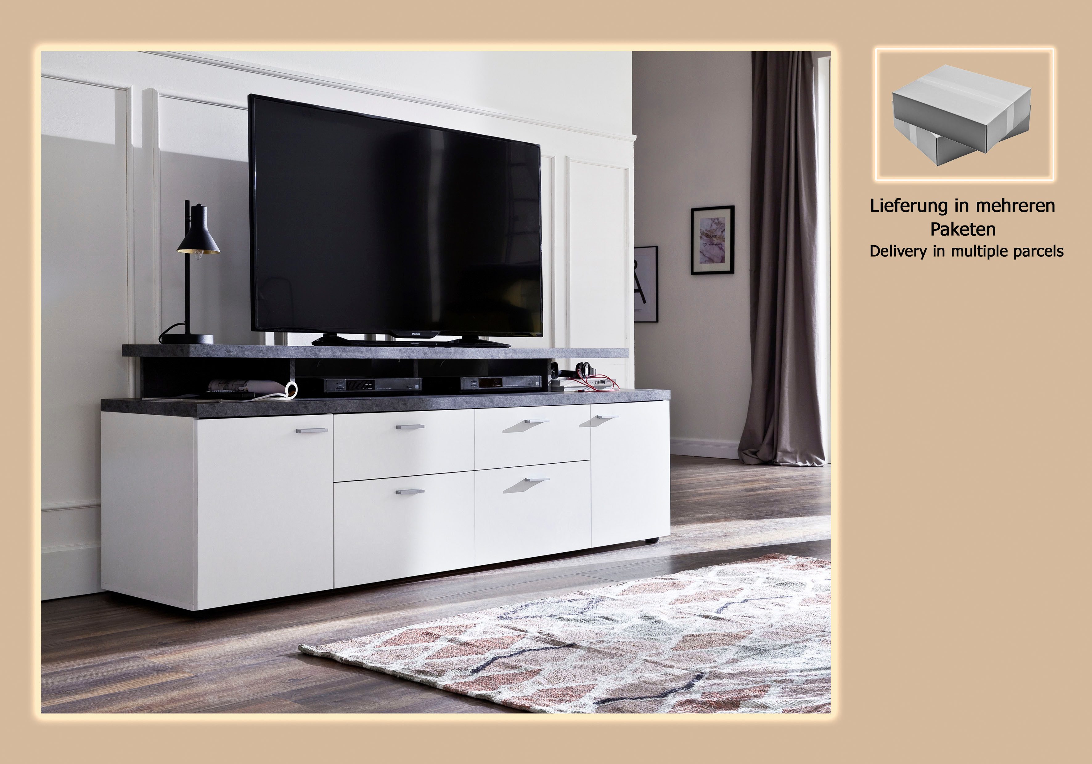 INOSIGN Tv-meubel Messina Lowboard met TV-opzetstuk - Voor televisies tot 60 inch (1 stuk)