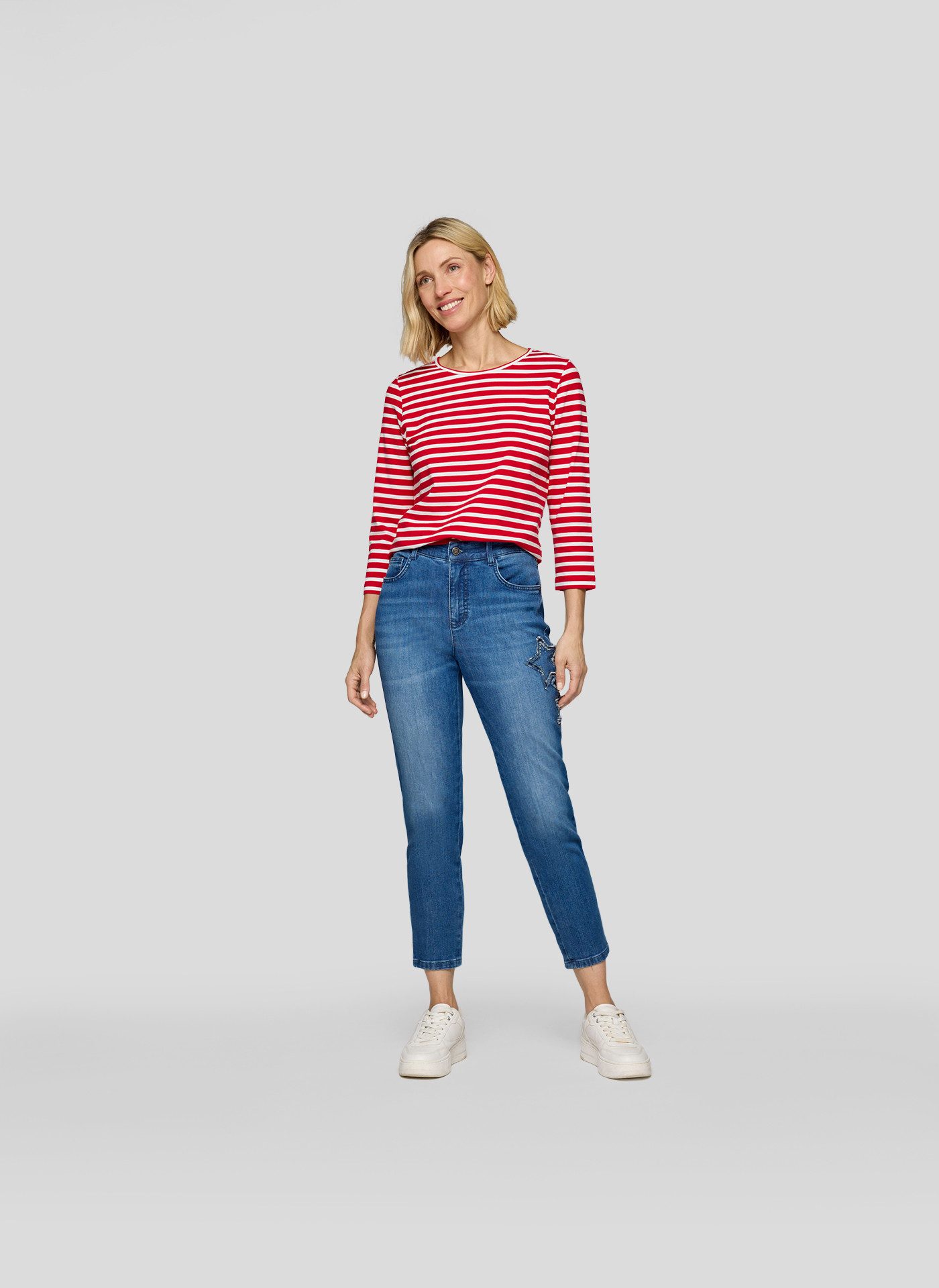 Rabe Shirt met 3/4 mouwen in streep-look