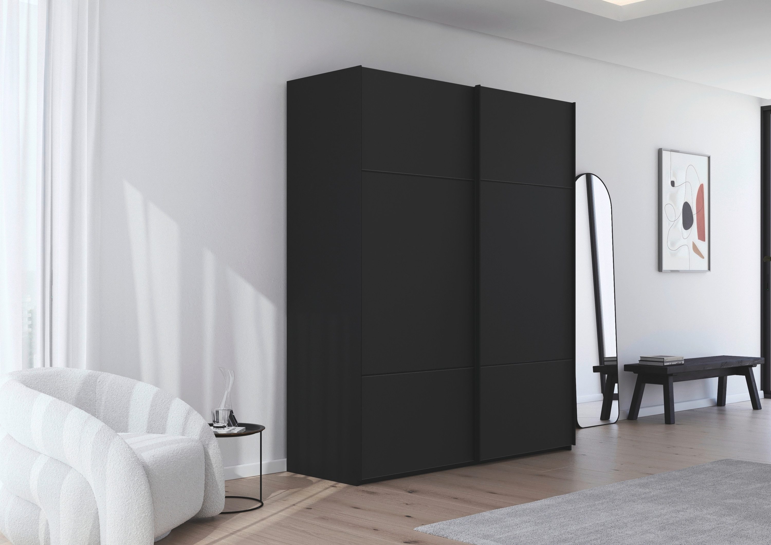 rauch Schuifdeurkast Kledingkast kast garderobe slaapkamerkast SCALE-TRIO edel drievoudig front met 2 sierlijsten glasfront made in germany