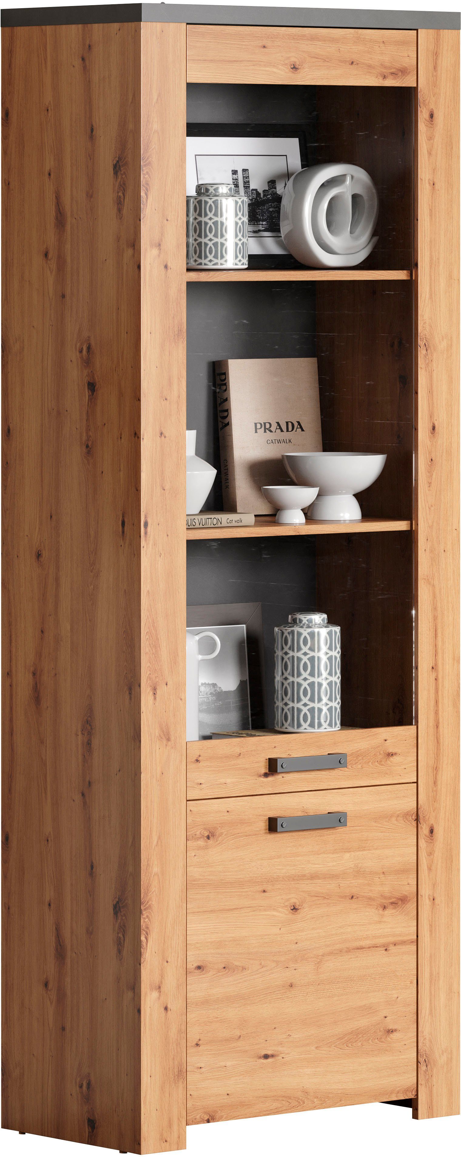 Home affaire Vitrinekast Ambres met glasdeur, breedte 73 cm, draairichting links of rechts (1 stuk)
