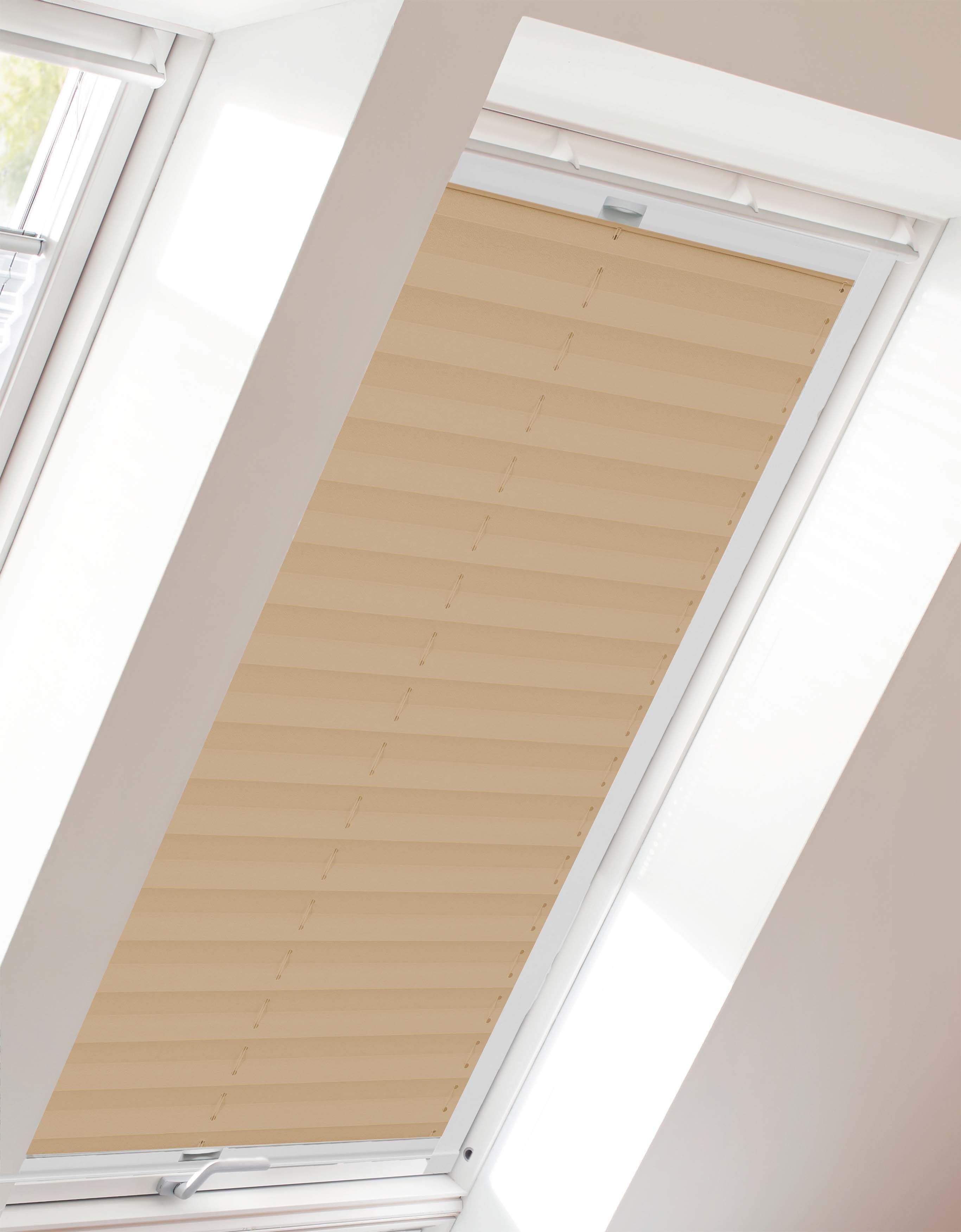 sunlines Plissé-vouwgordijn voor dakramen StartUp Style Crepe (1 stuk) plisségordijnen maat 77,6 cm x 136,1 cm geel