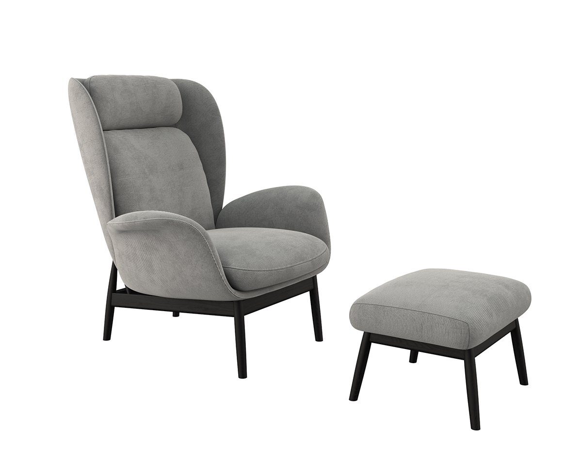 FLEXLUX Oorfauteuil Padova Stijl & comfort, organische vorm, geïntegreerde lendensteun, zwarte voet