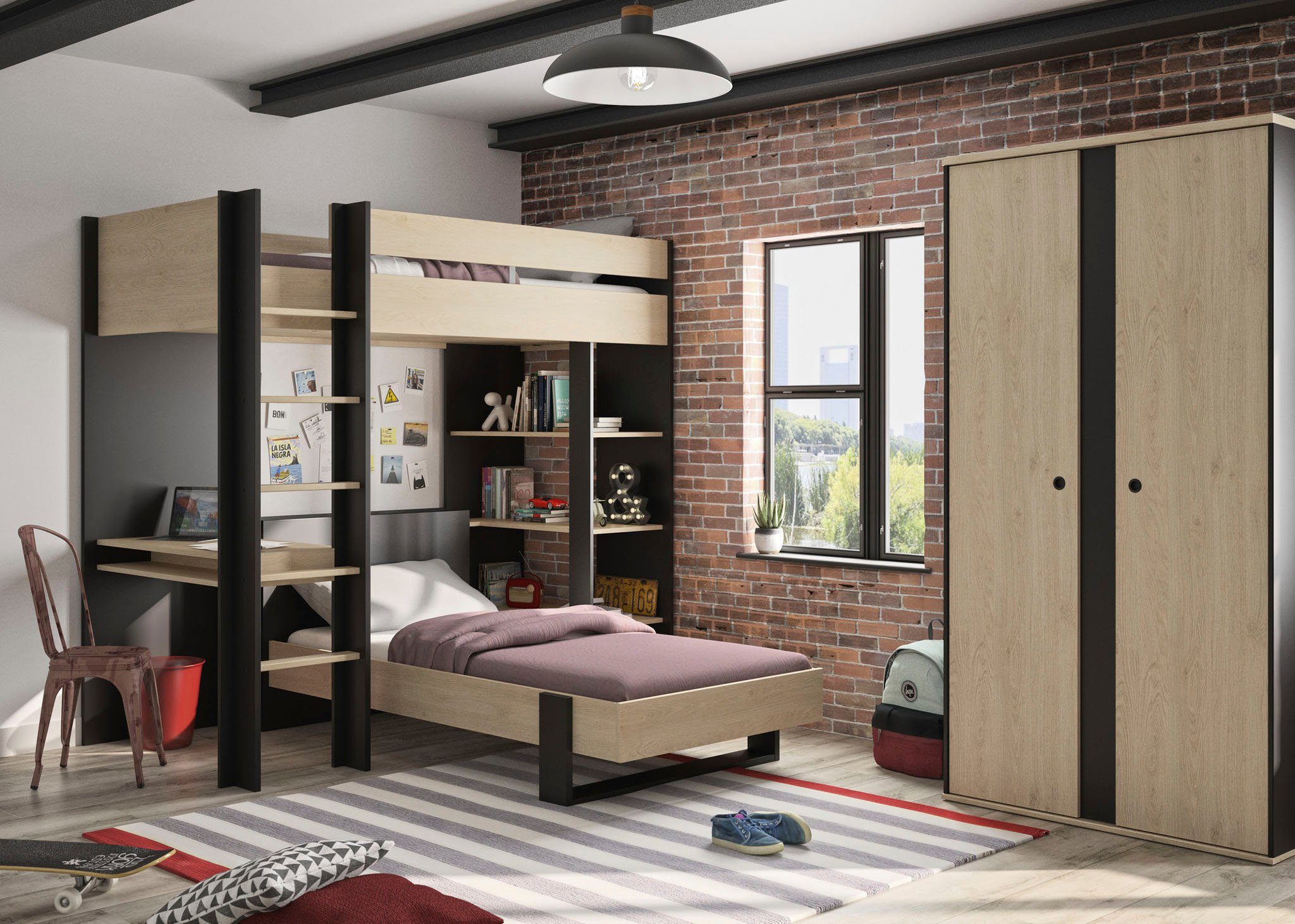 Gami Stapelbed Duplex met geïntegreerd bureau