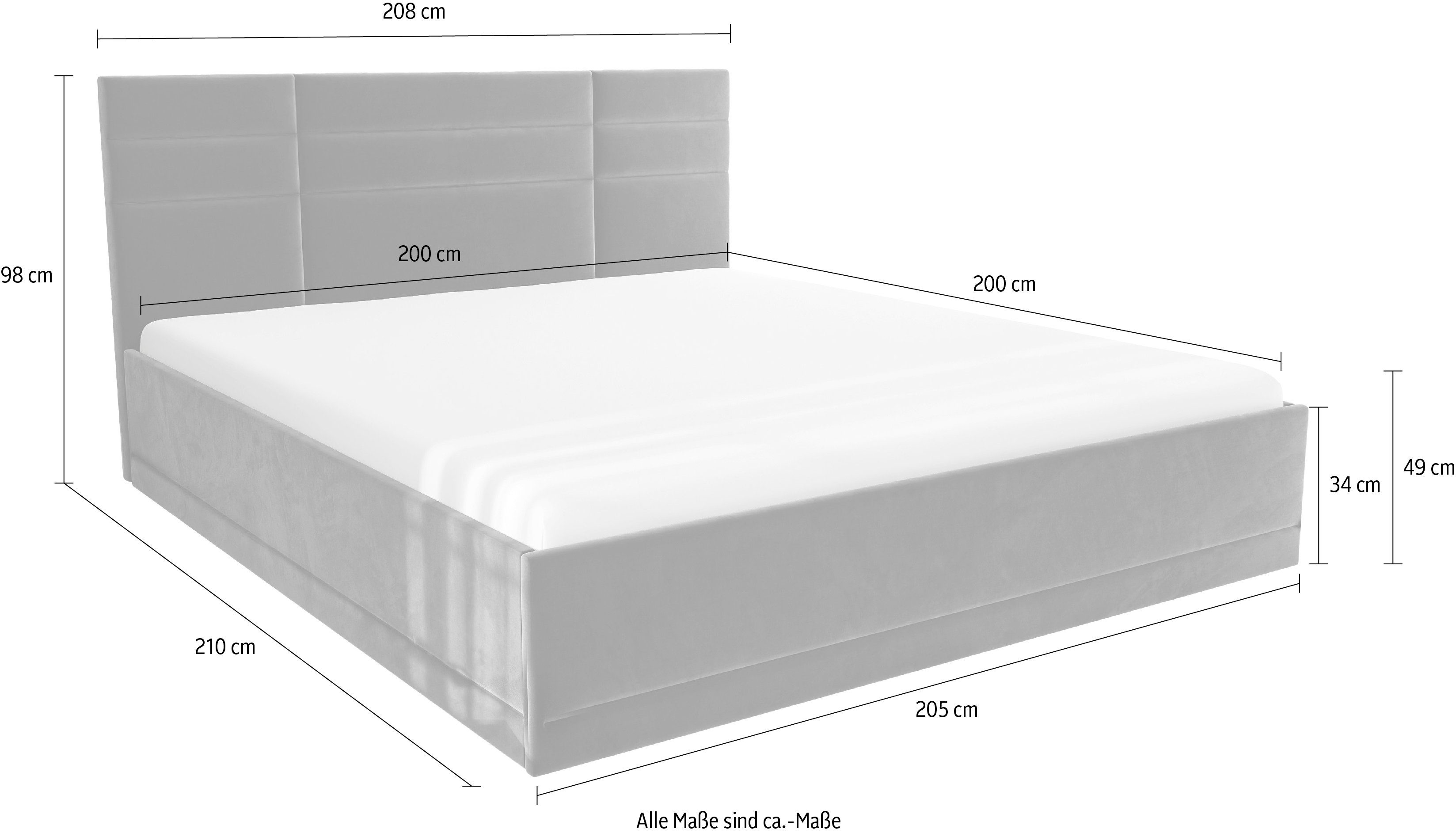 Westfalia Polsterbetten Gestoffeerd bed Praag keuze uit 3 matrastypes, met of zonder bedlade