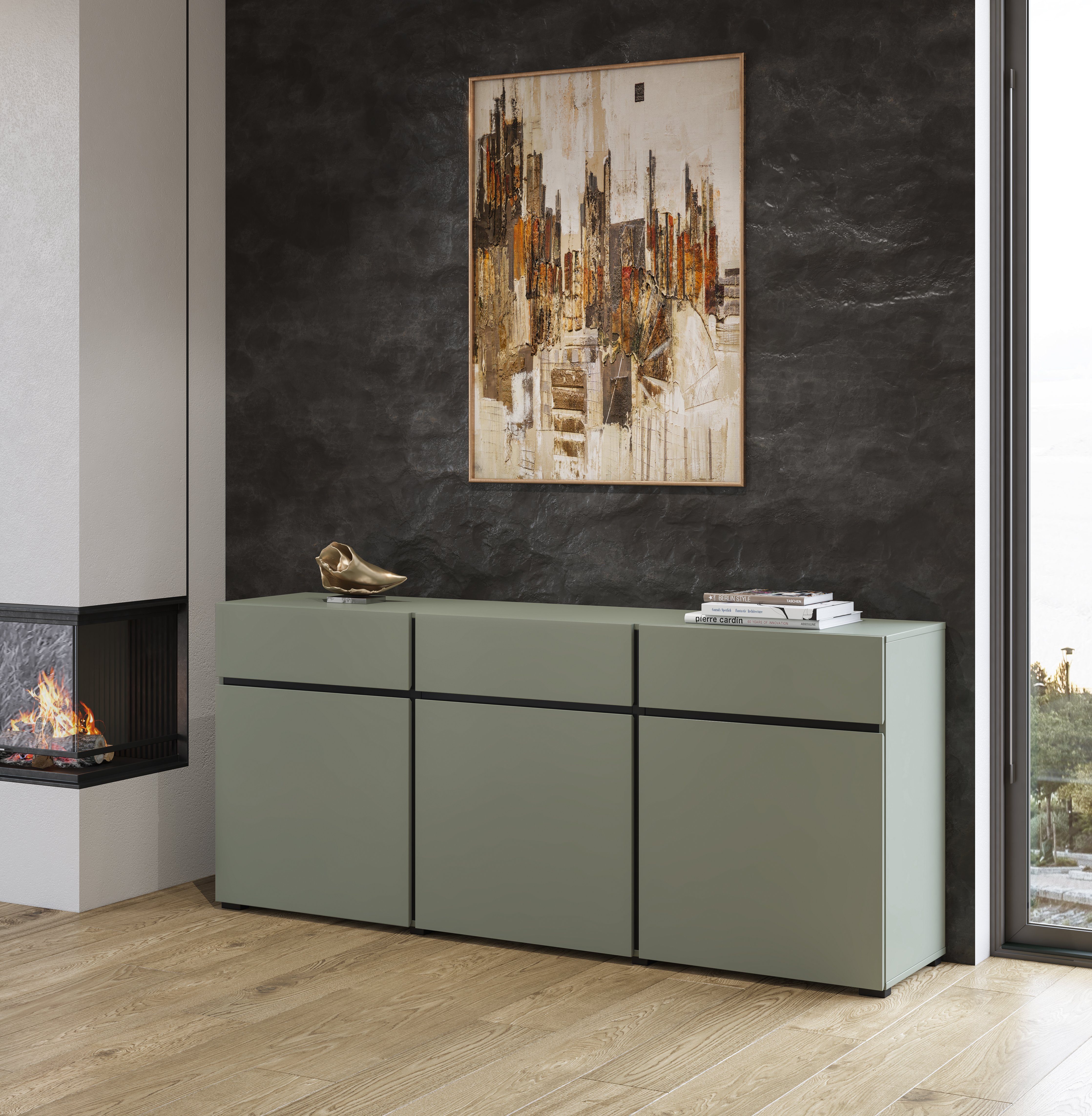 INOSIGN Dressoir Cross,breedte 180 cm, moderne greeploze kast,3 deuren/3 laden