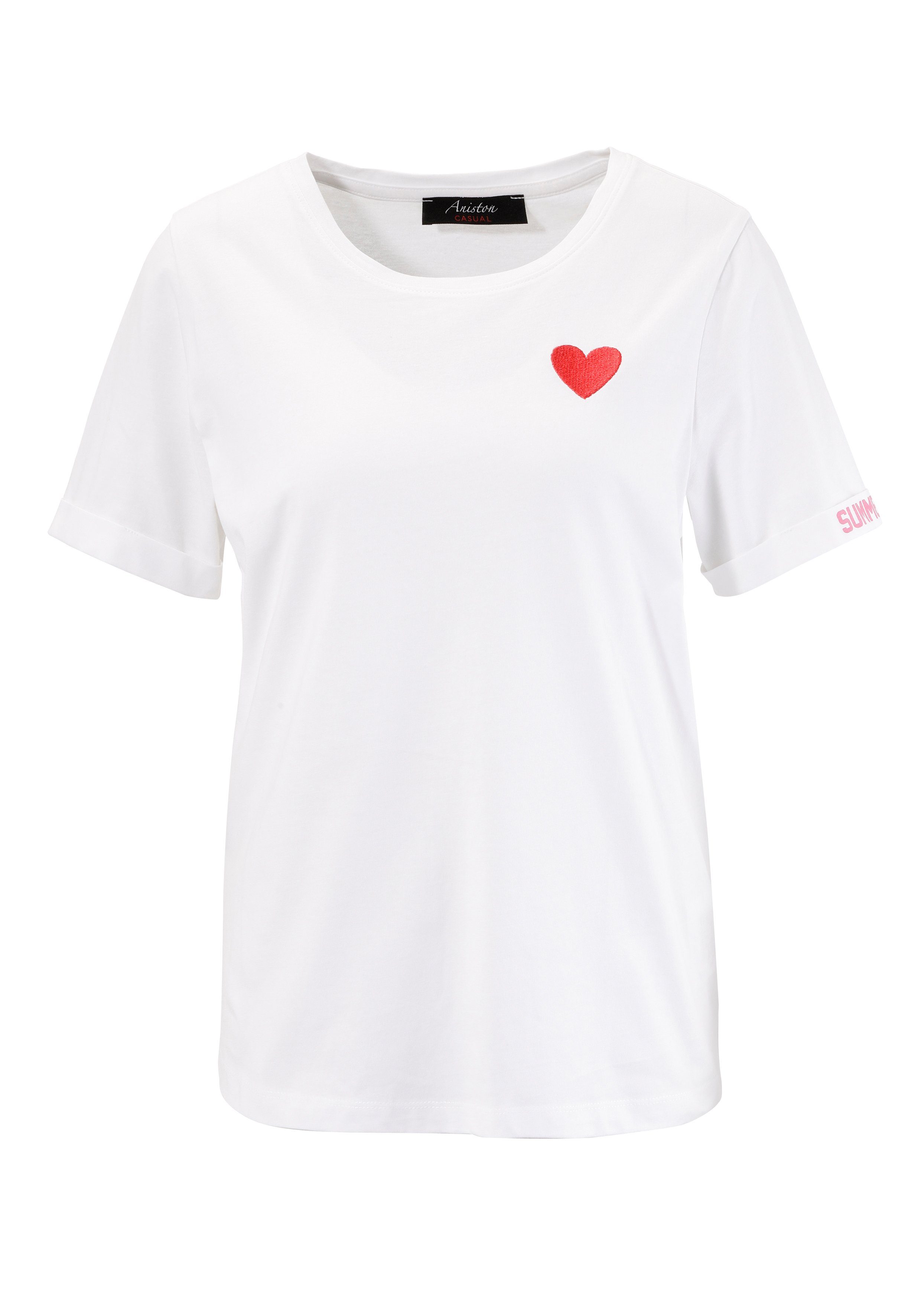 Aniston CASUAL T-shirt met hartjes en bedrukte achterkant nieuwe collectie