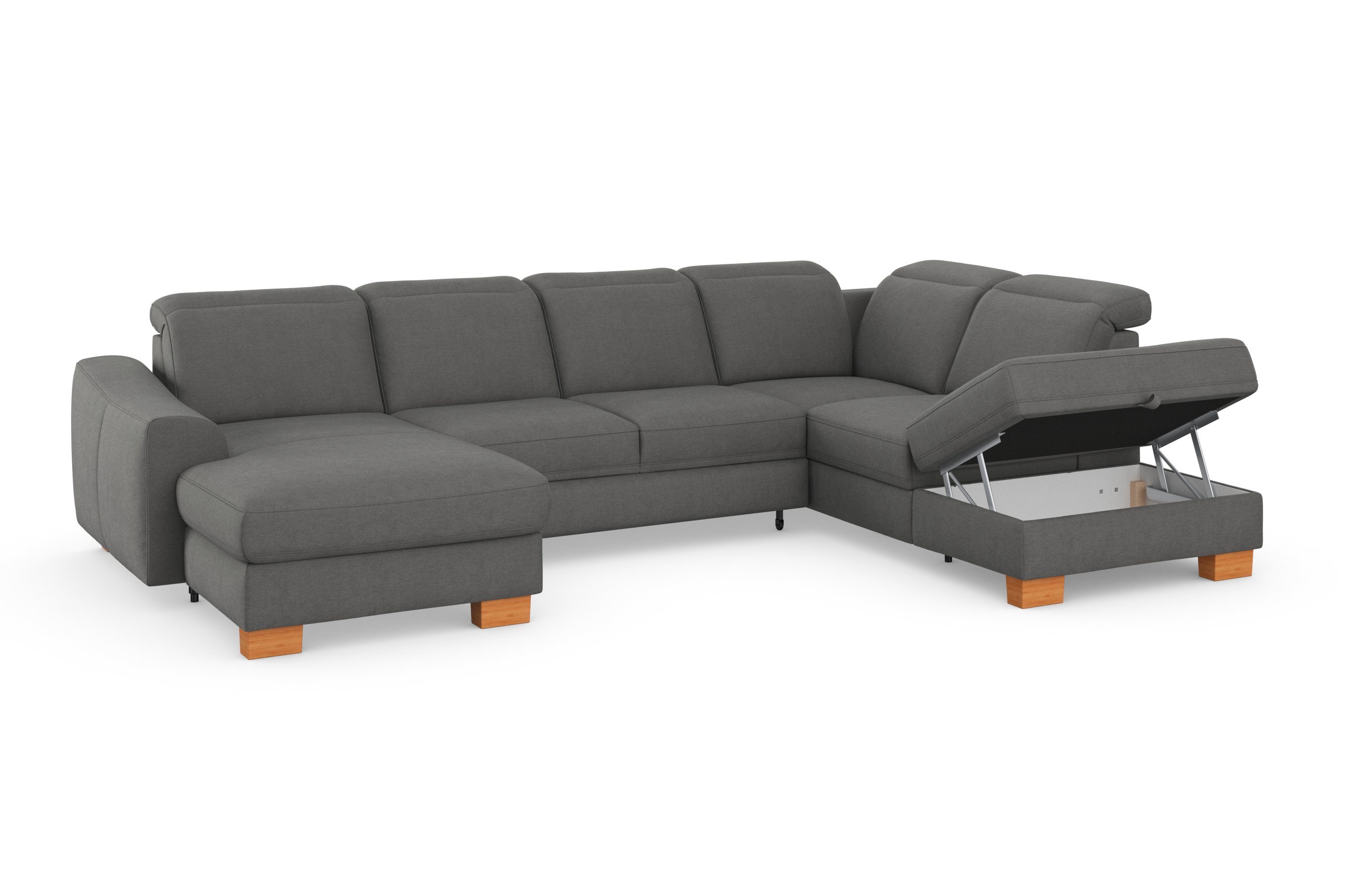 sit&more Zithoek Dundee U-vorm met binnenvering en massief houten poten, naar keuze met verstelbare hoofdsteun