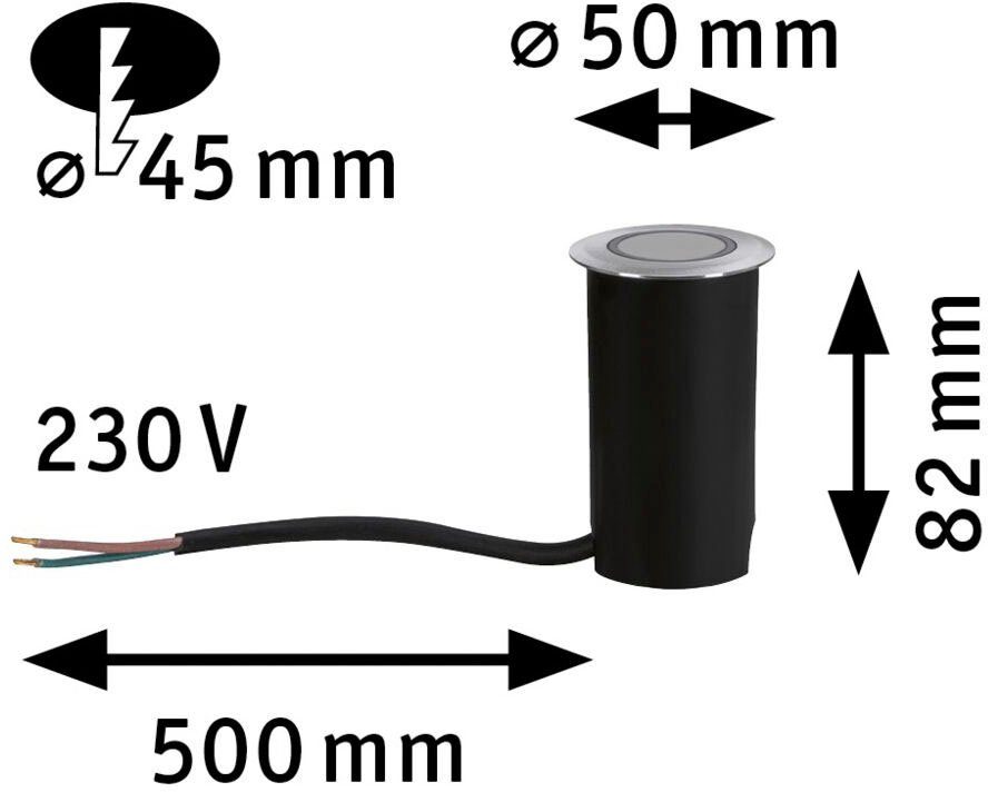 Paulmann Ledinbouwlamp Buiten 230V Bodem IP67 3000K 2W decoratief rond (1 stuk)