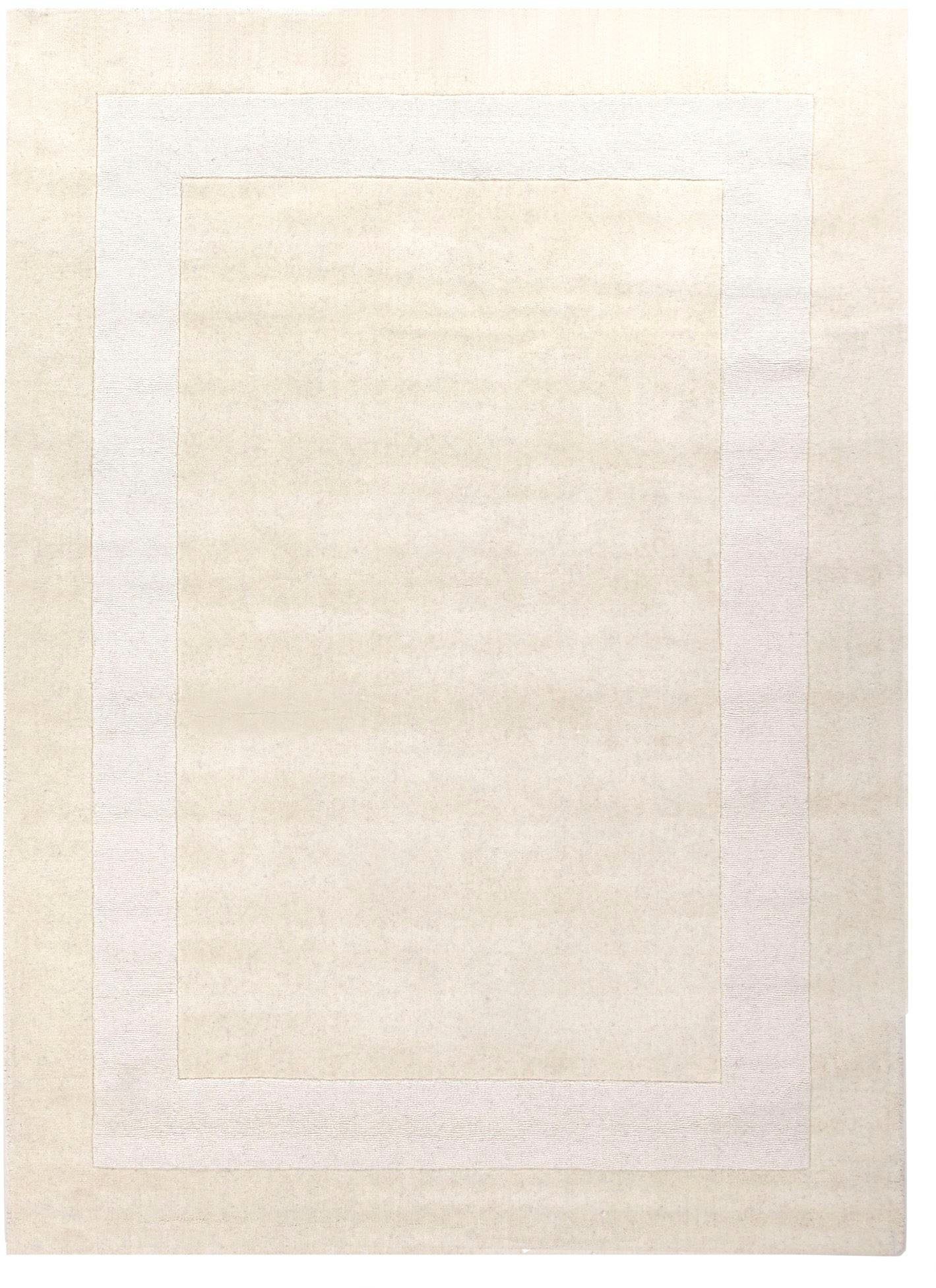 THEKO Wollen kleed USEDOM 8301 Uni kleuren, 100% wol, handgetuft, met rand wollen vloerkleden maat 60 cm x 90 cm x 11 mm beige
