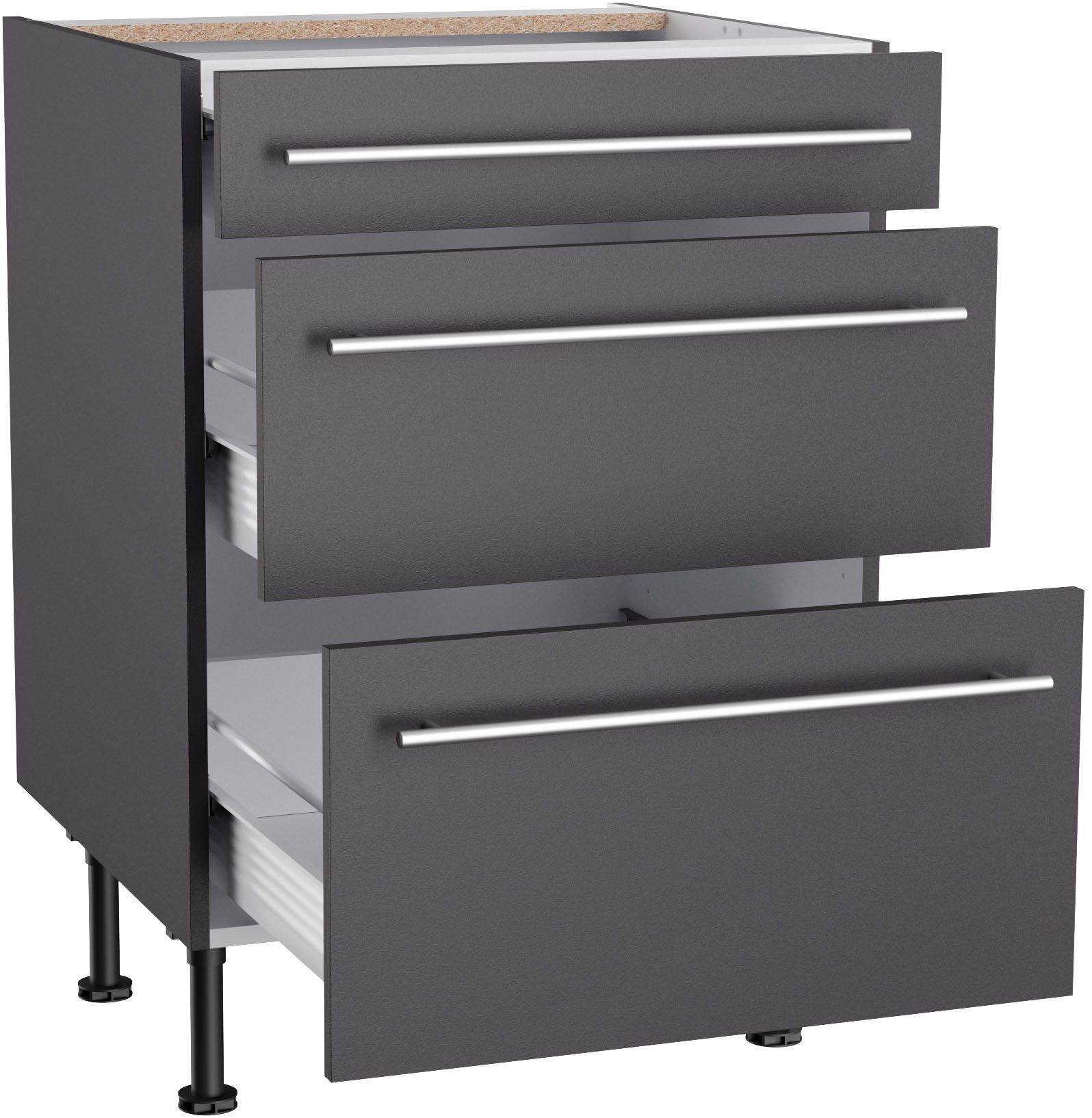 Kochstation Onderkast KS-Bern2 Breedte 60 cm, 1 lade, 2 uittrekken