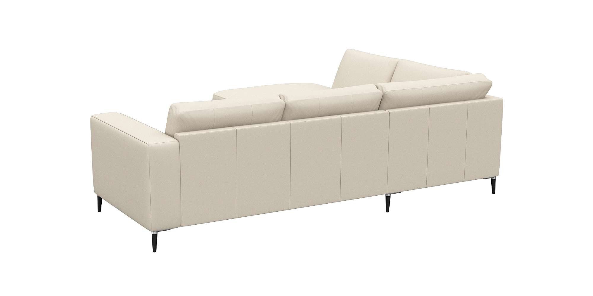 FLEXLUX Hoekbank Fiore, L-vorm brede armleuningen, aluminium/zwarte poten, bxd 241x225 cm, koudschuim in de zitting